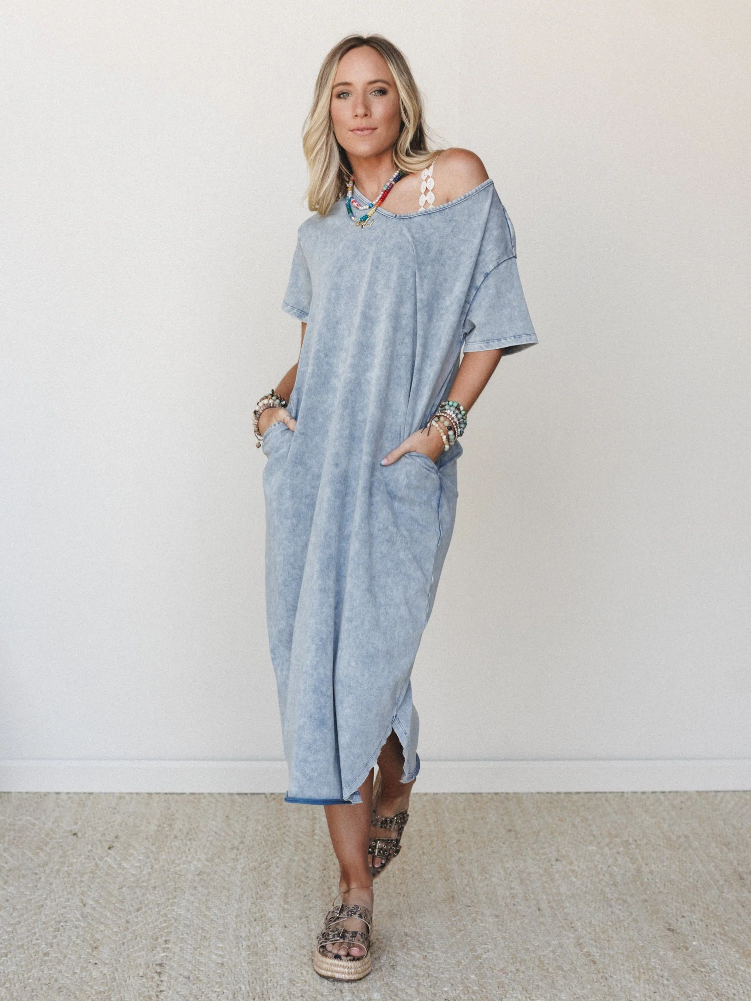 Dreaming in June Maxi Tee Dress - Cloud Denim - Image 2