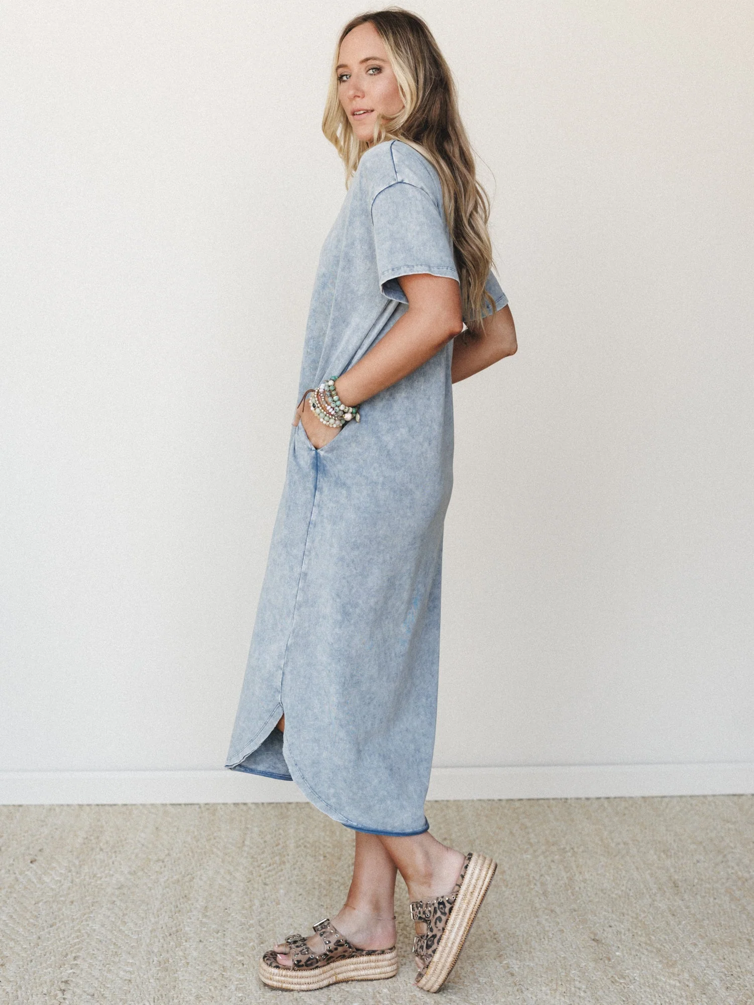 Dreaming in June Maxi Tee Dress - Cloud Denim - Image 4