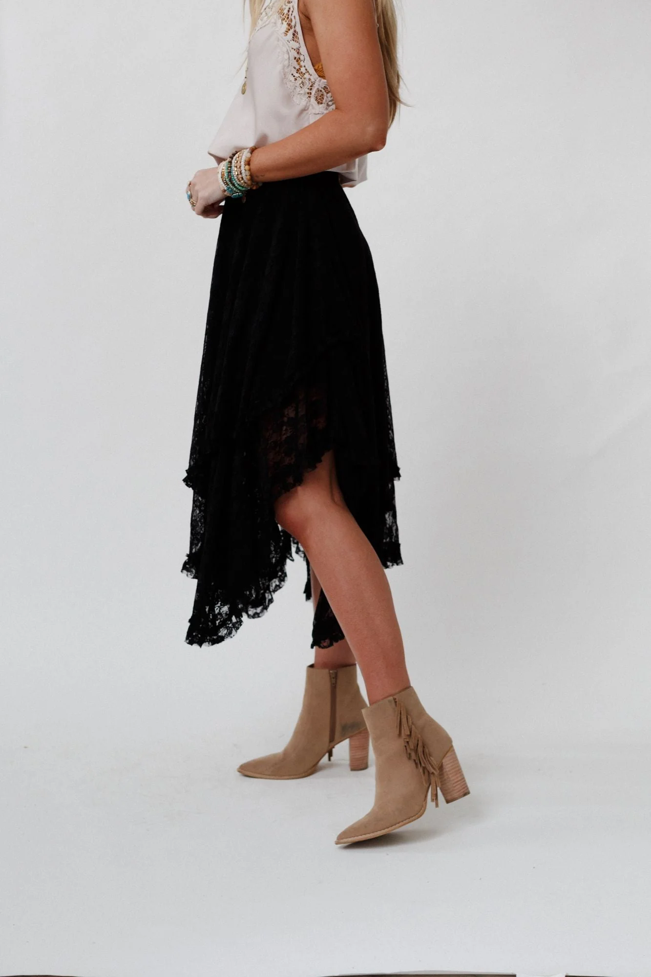 Meadow Daydreams Floral Lace Skirt - Black - Image 3
