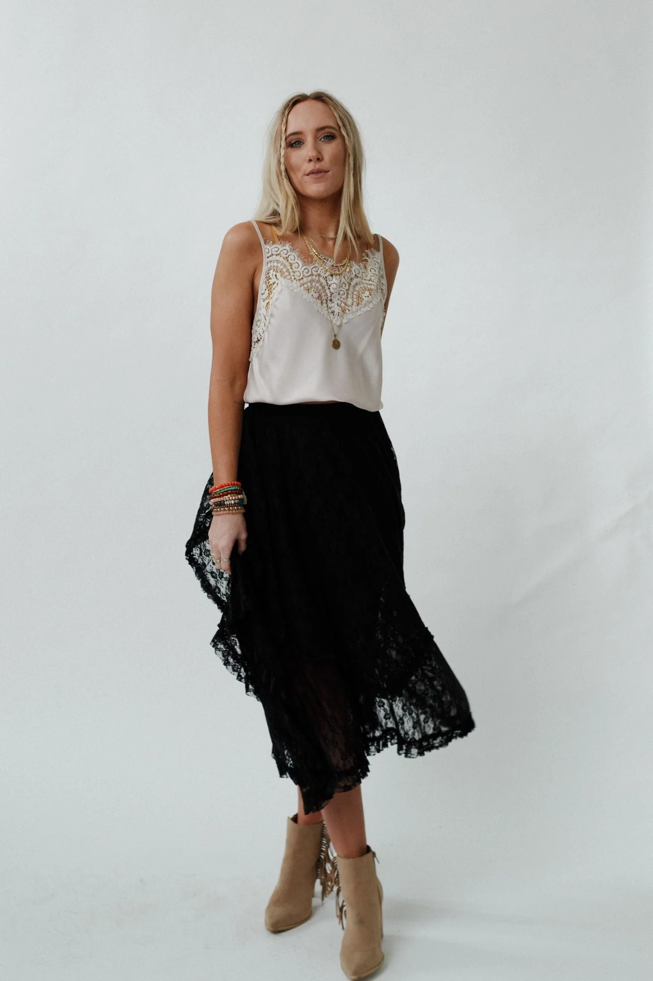 Meadow Daydreams Floral Lace Skirt - Black - Image 5