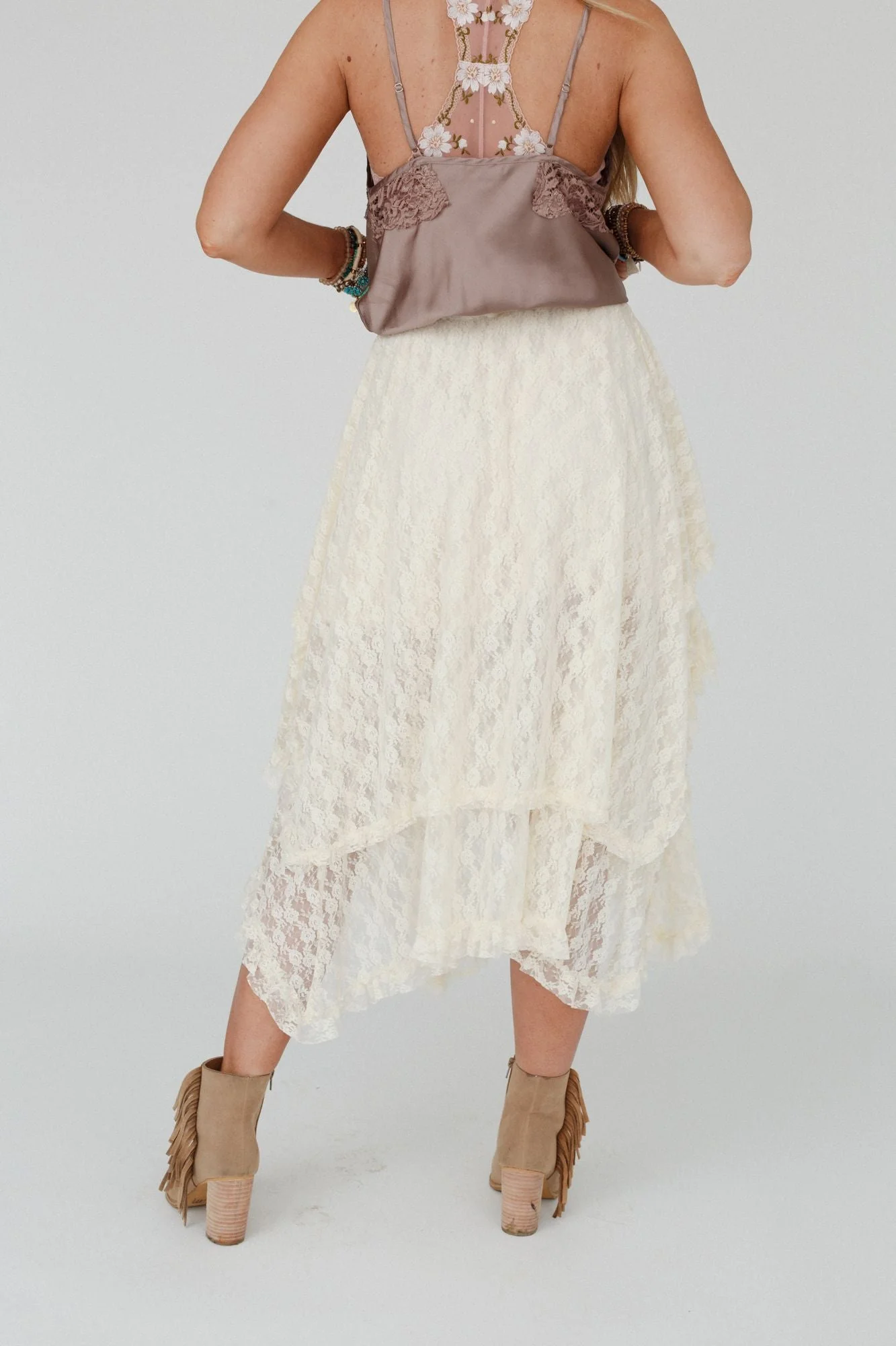 Meadow Daydreams Floral Lace Skirt - Cream - Image 3