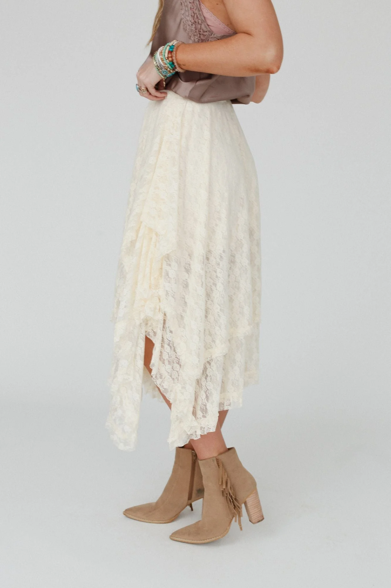 Meadow Daydreams Floral Lace Skirt - Cream - Image 6