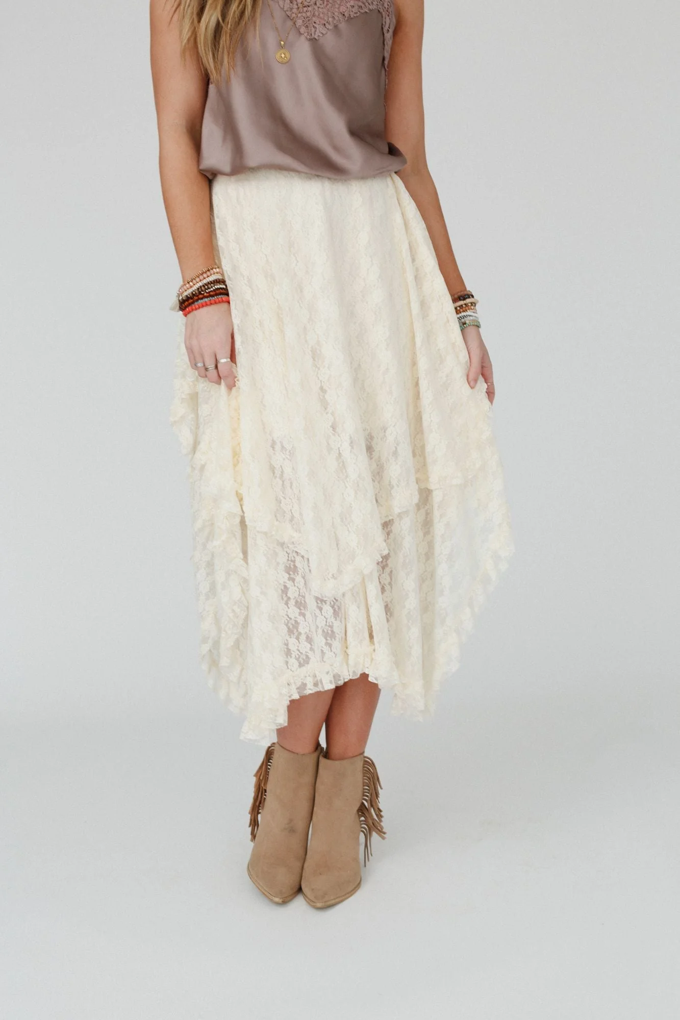 Meadow Daydreams Floral Lace Skirt - Cream - Image 9