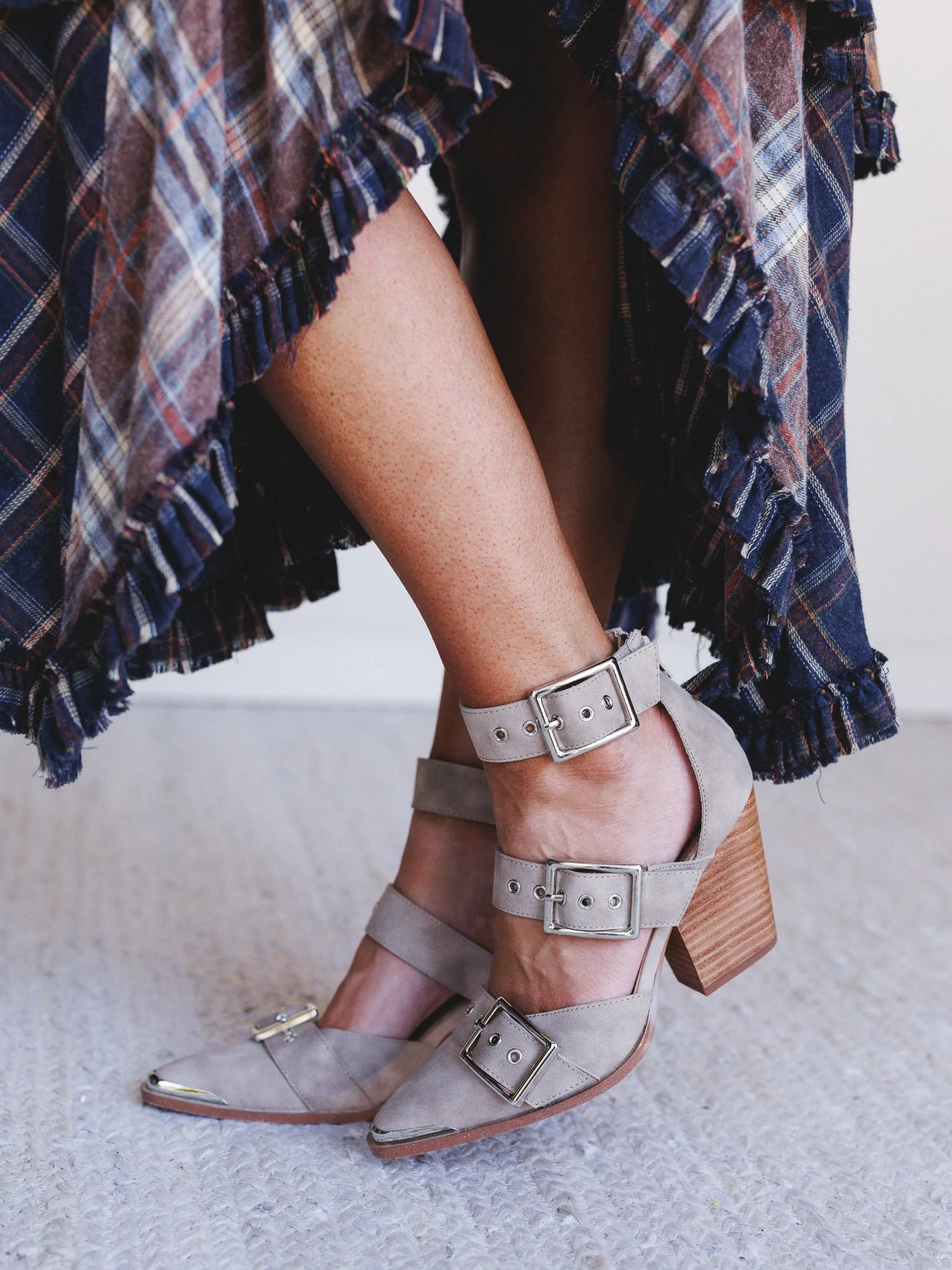 Dustbuckle Triple Belt Heels - Beige - Image 5