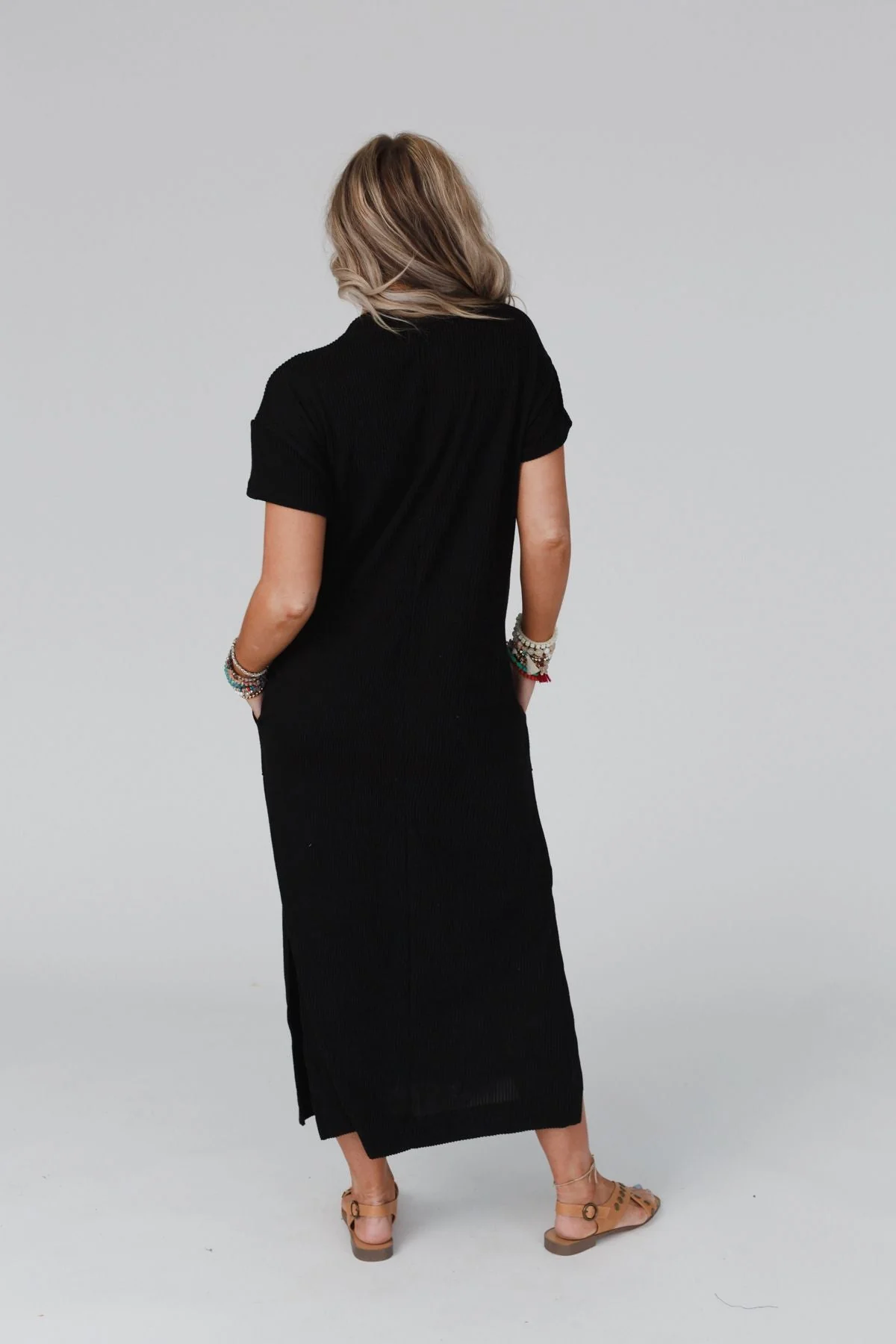 The Nest Easy Days Maxi Slit Tee Dress - Black - Image 2