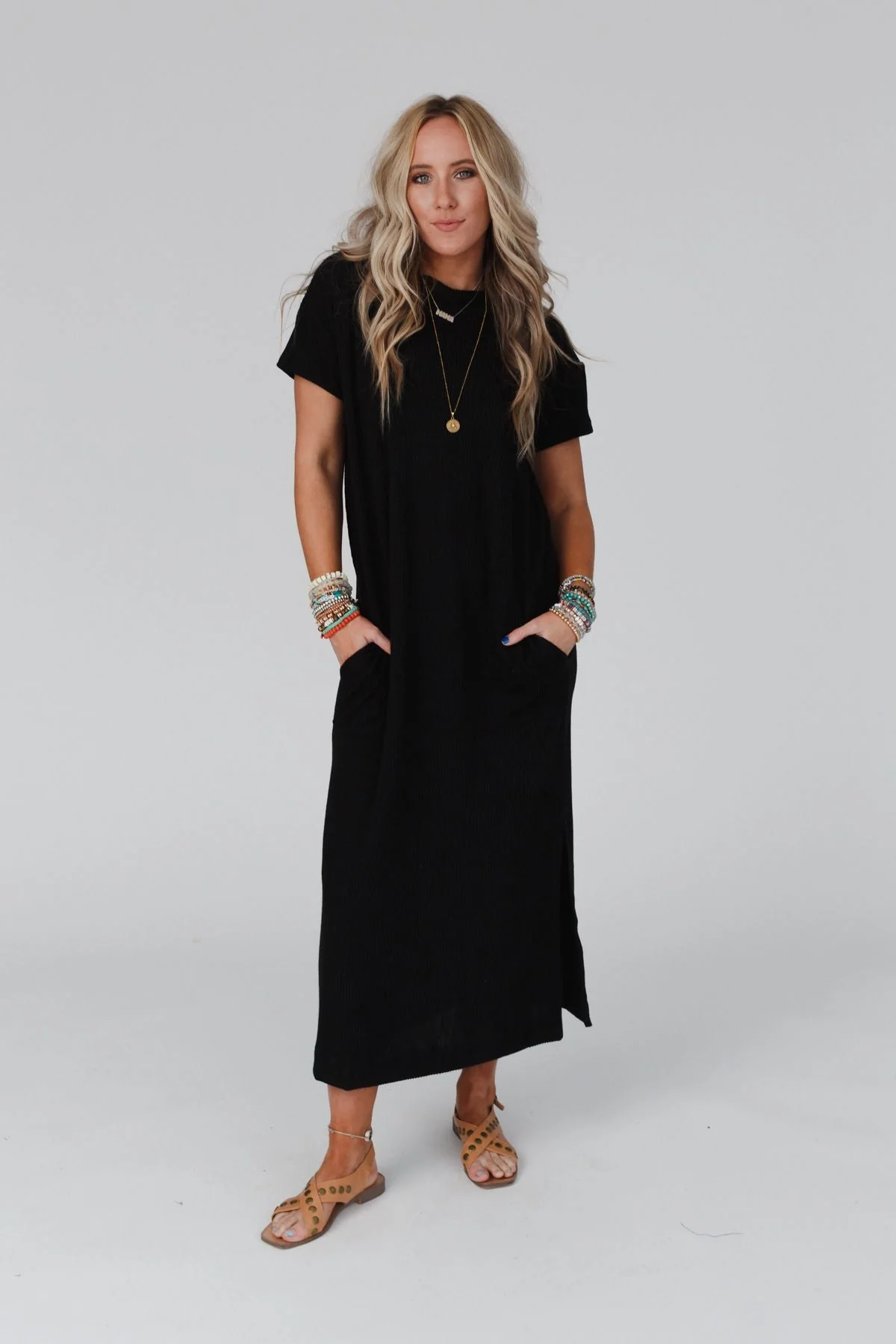 The Nest Easy Days Maxi Slit Tee Dress - Black - Image 5