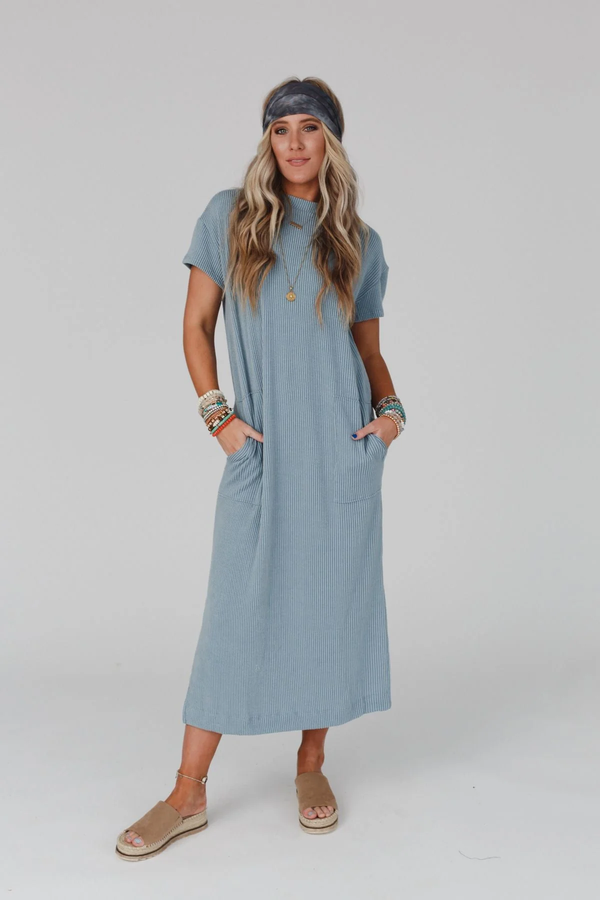 The Nest Easy Days Maxi Slit Tee Dress - Slate - Image 10