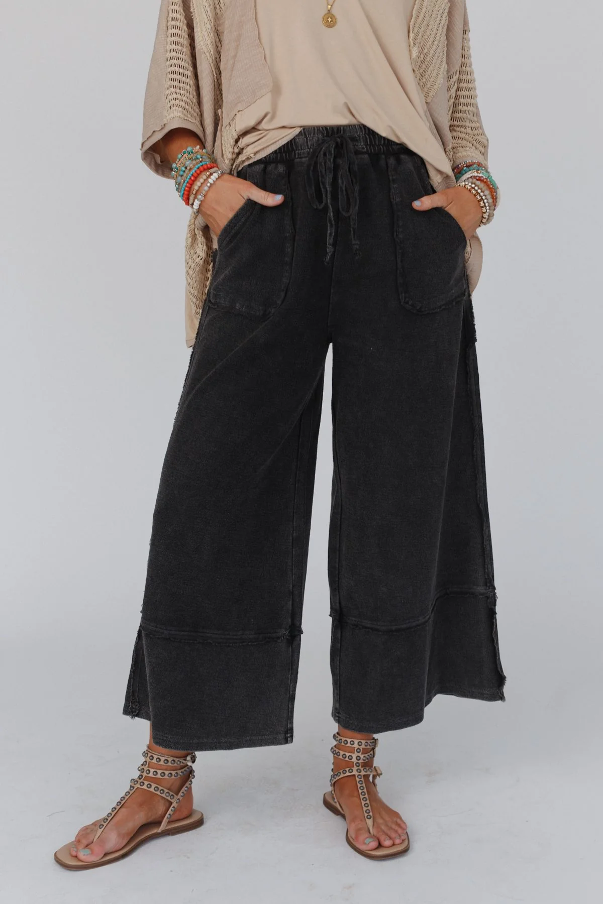 Easy Going Wide Leg Palazzo Pant - Black - Pre Order
