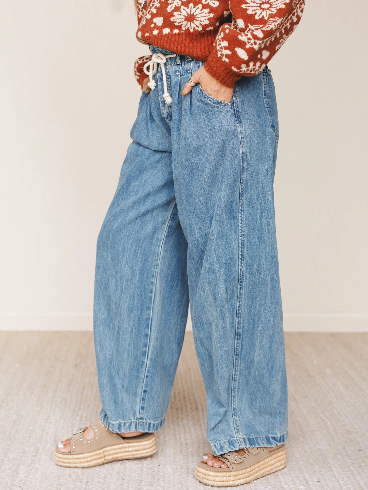 Easy Outlaw Wide Leg Pants - Denim - Image 5