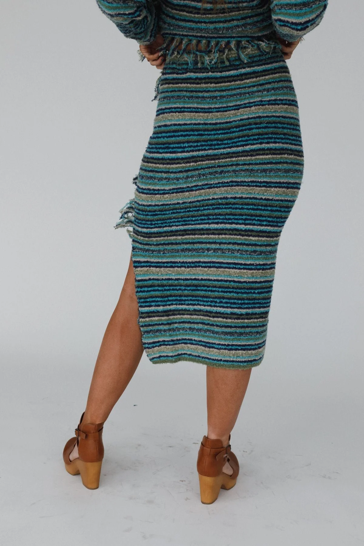 Ellis Fringe Midi Skirt - Teal - Image 6