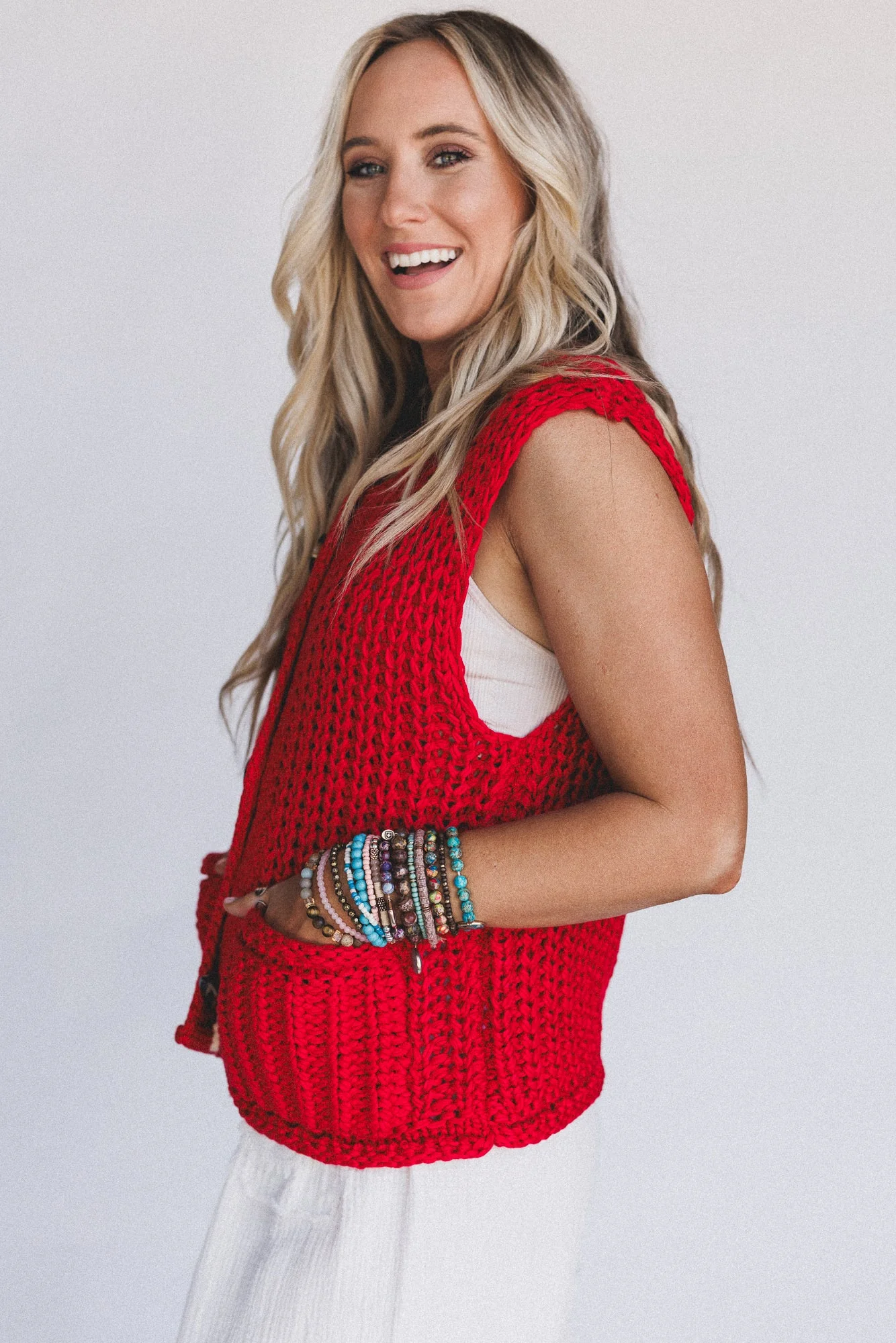 Eloria Knit Sweater Vest - Red - Image 3