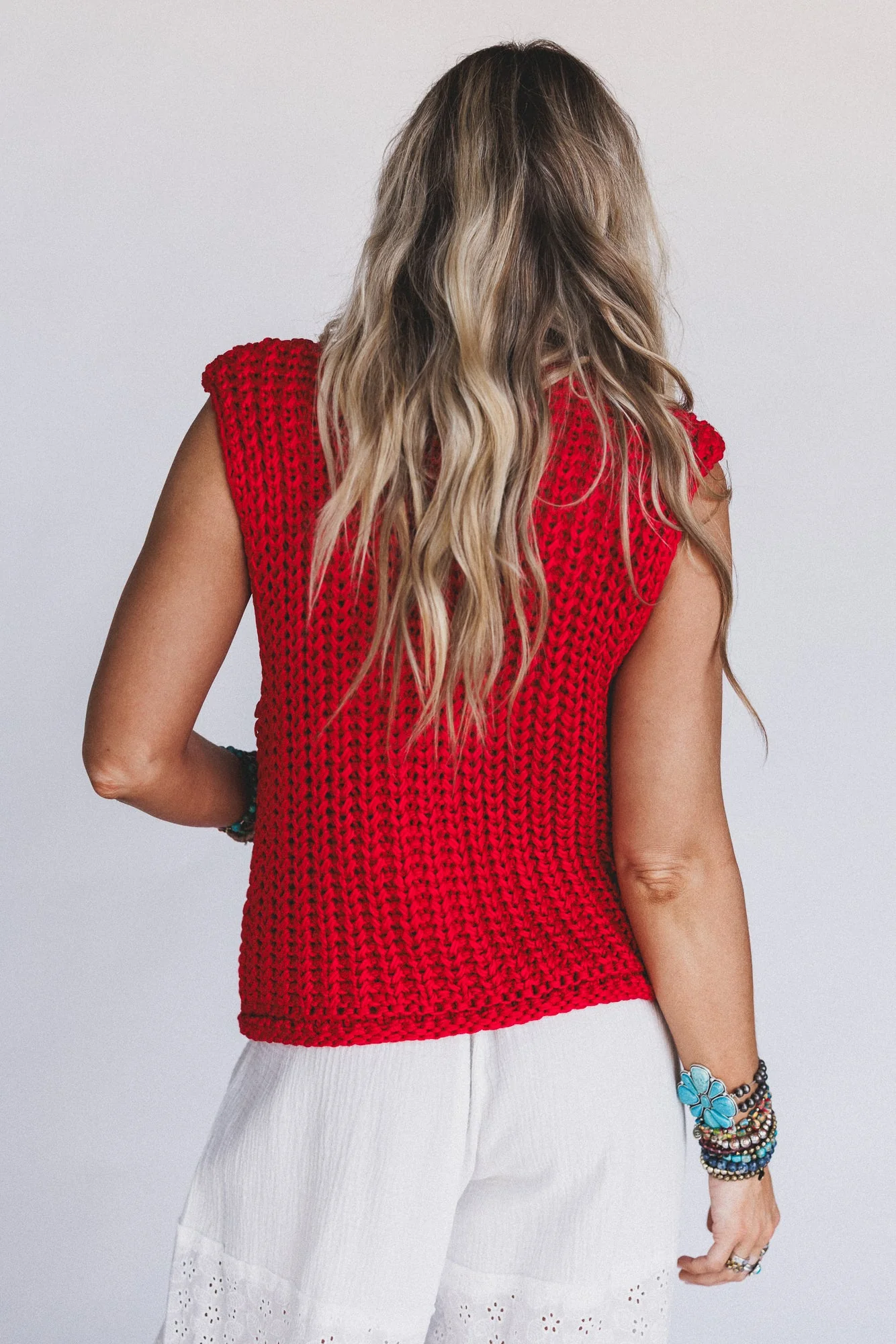 Eloria Knit Sweater Vest - Red - Image 4