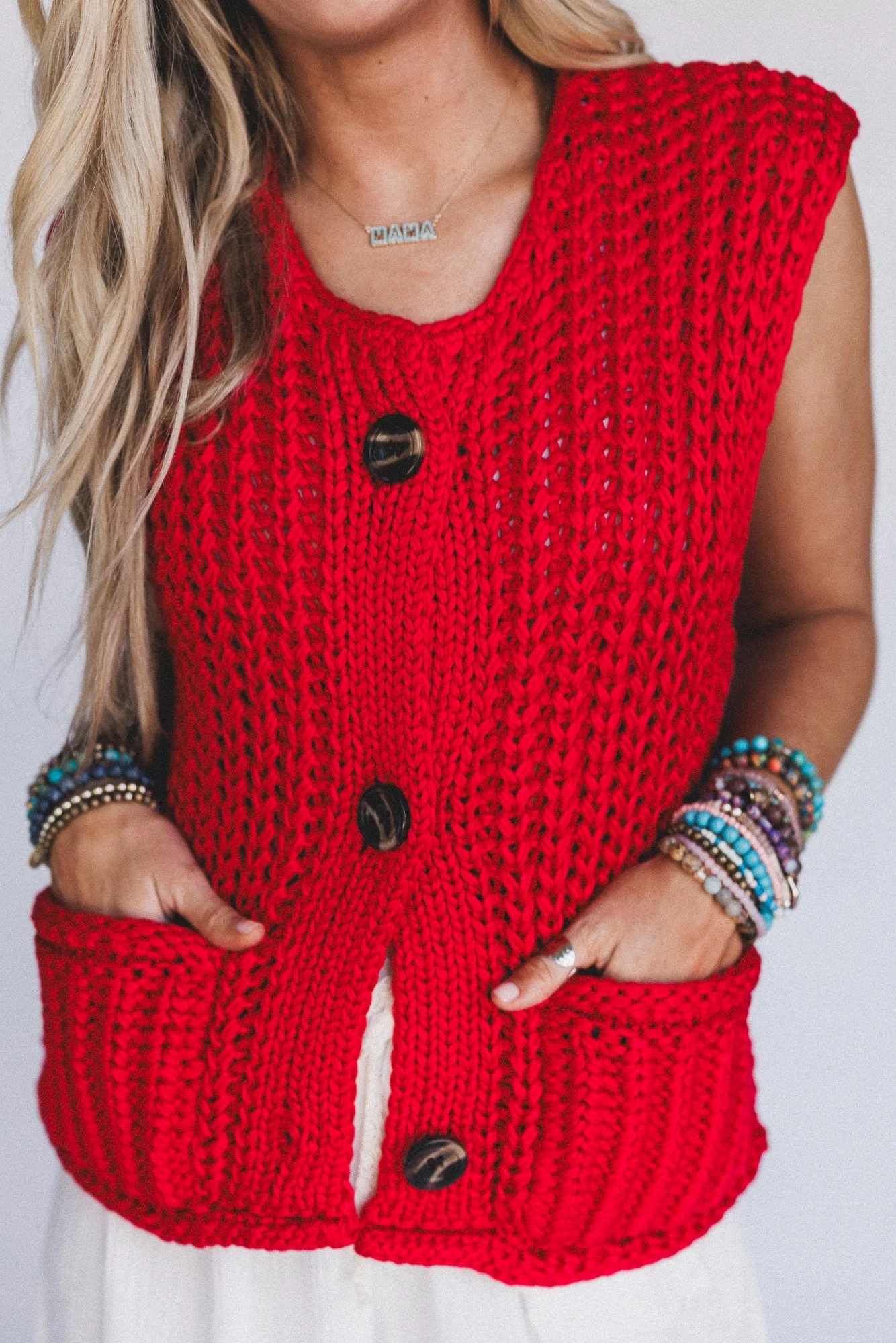 Eloria Knit Sweater Vest - Red - Pre Order