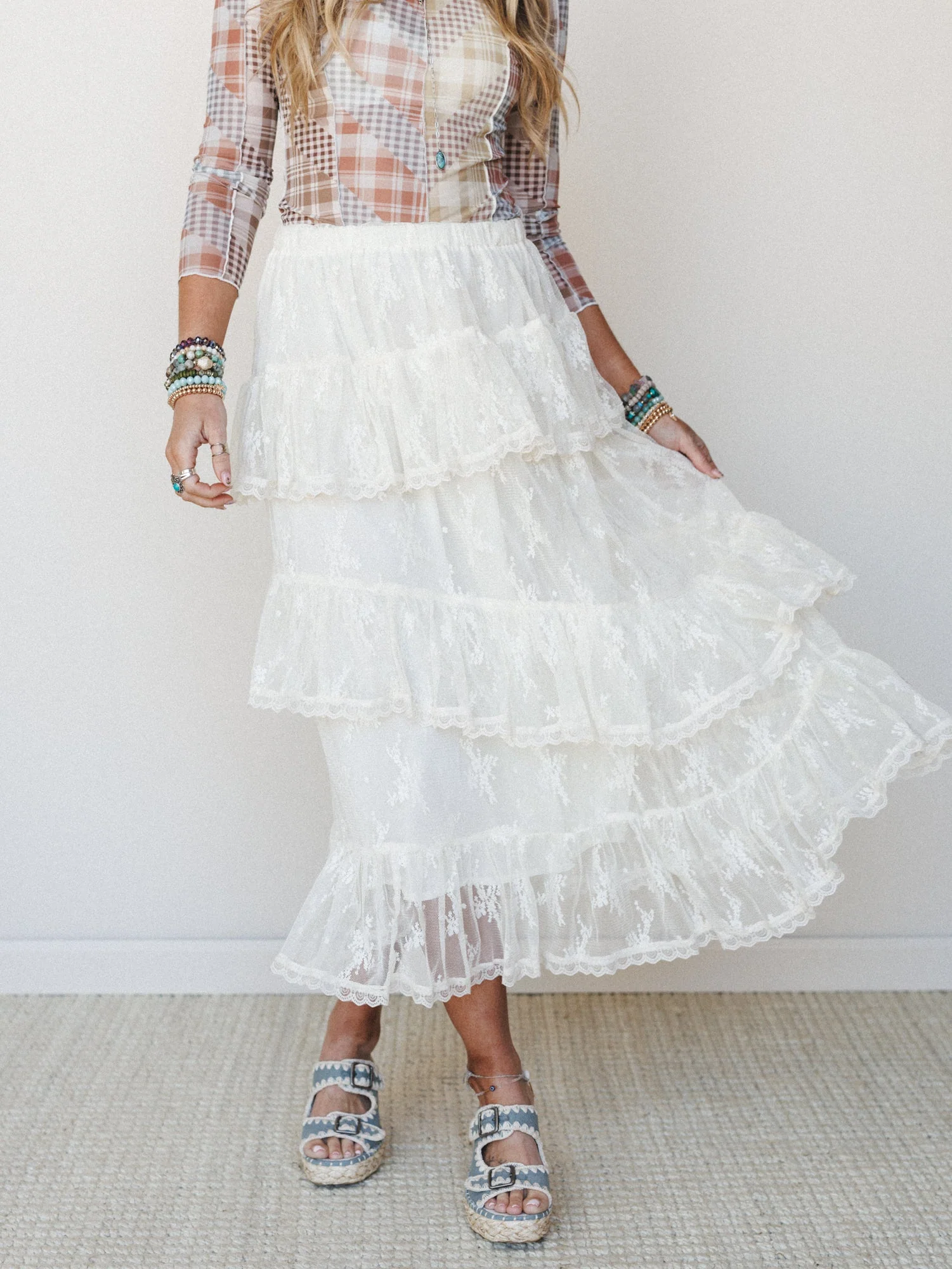 Elowen Ruffle Maxi Skirt - Ecru - Image 2