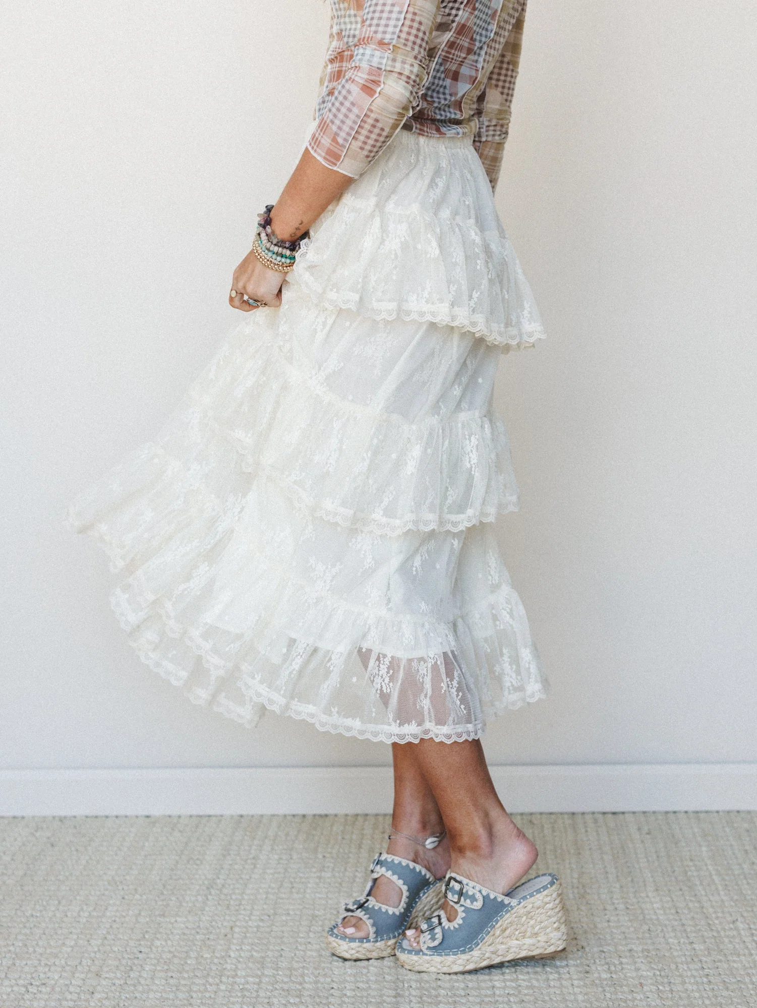 Elowen Ruffle Maxi Skirt - Ecru - Image 3