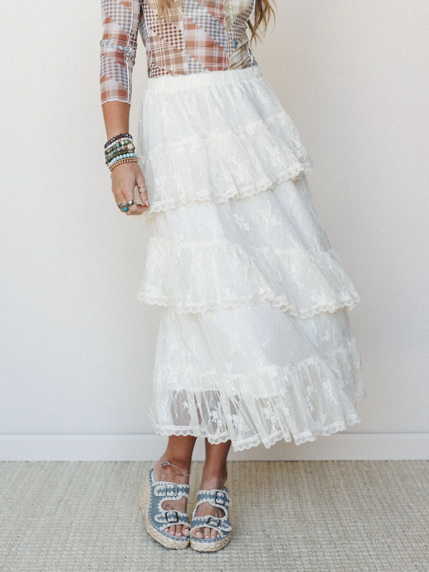 Elowen Ruffle Maxi Skirt - Ecru - Image 4