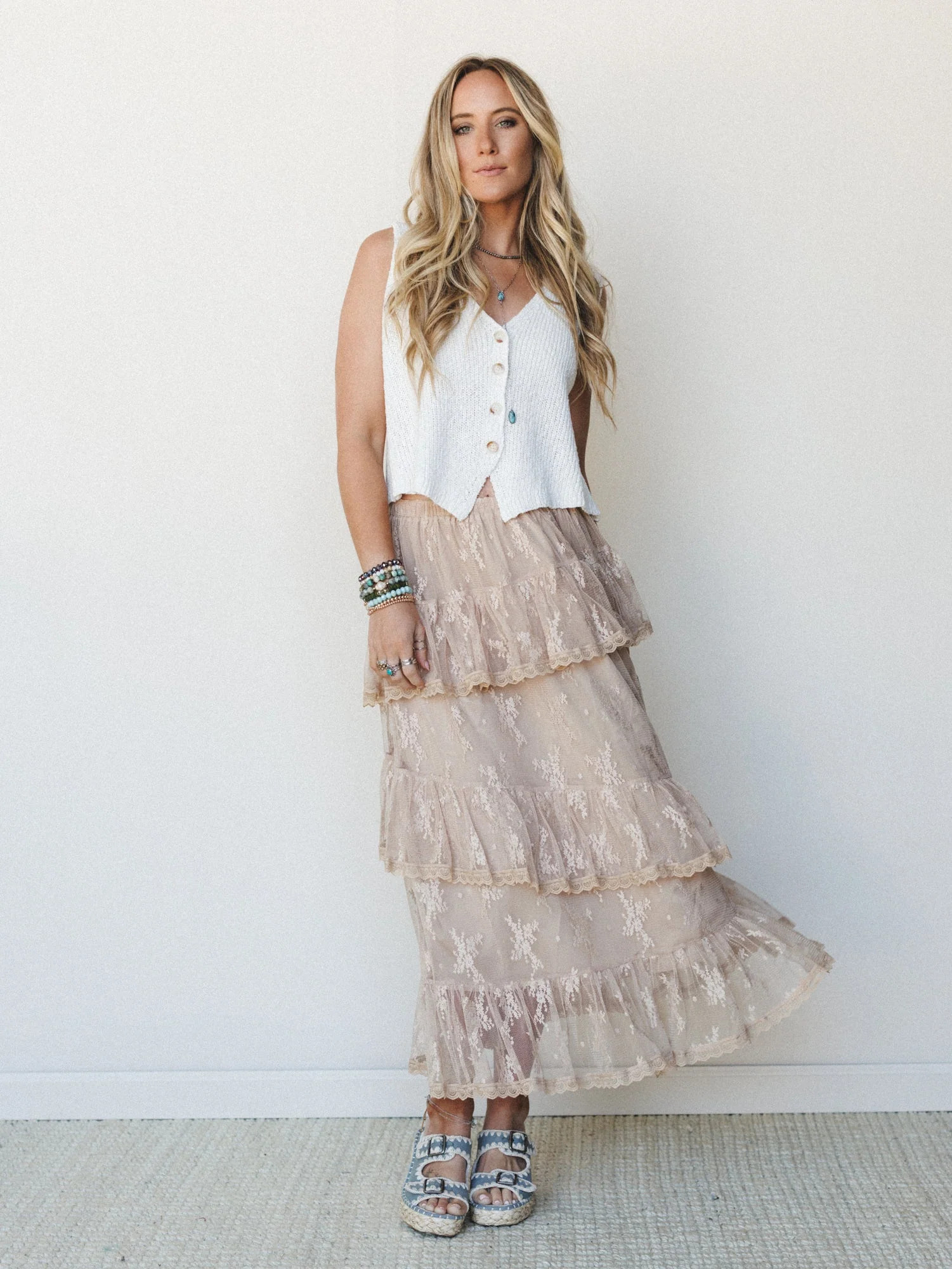 Elowen Ruffle Maxi Skirt - Latte - Image 6