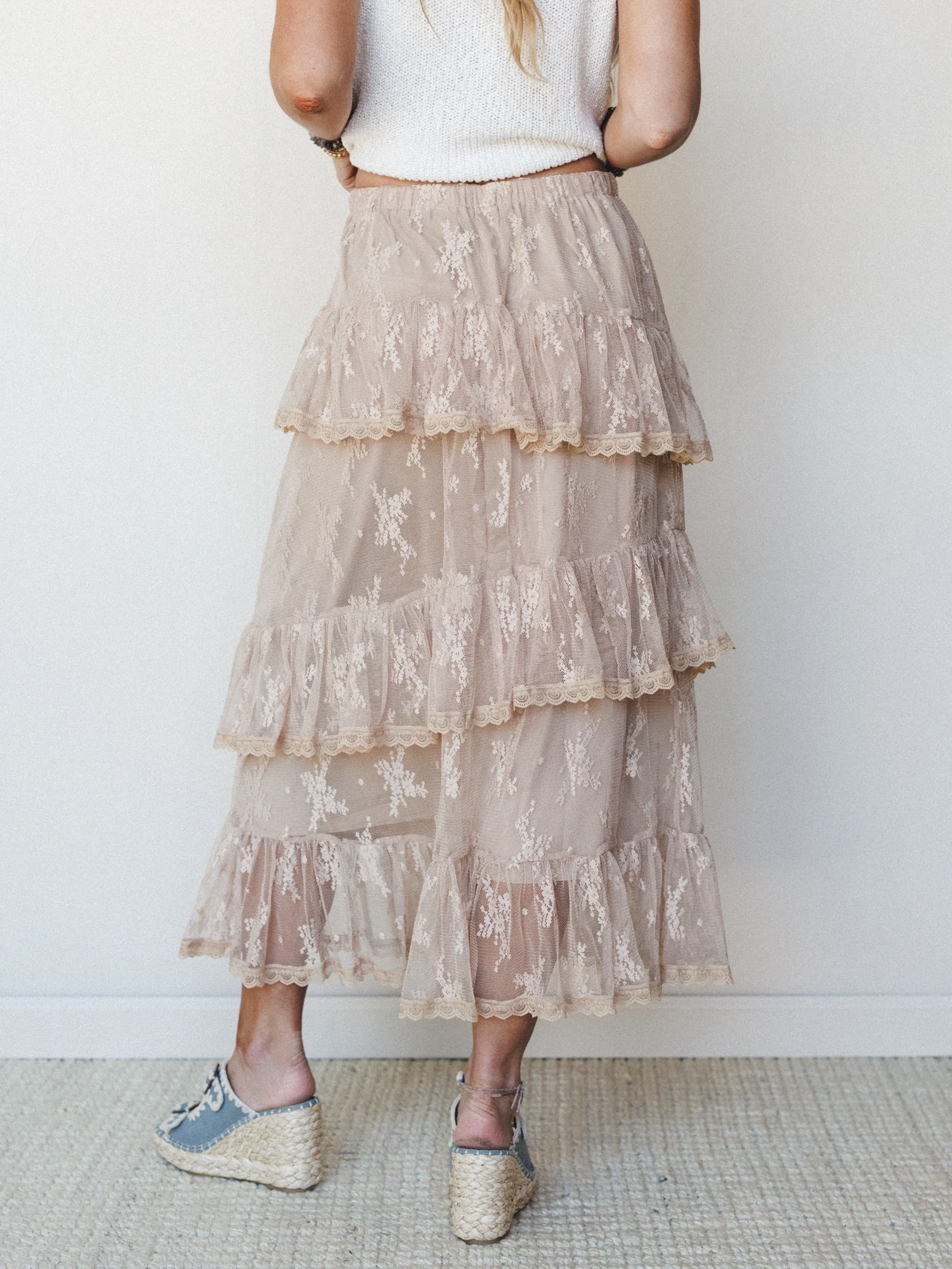 Elowen Ruffle Maxi Skirt - Latte - Image 7