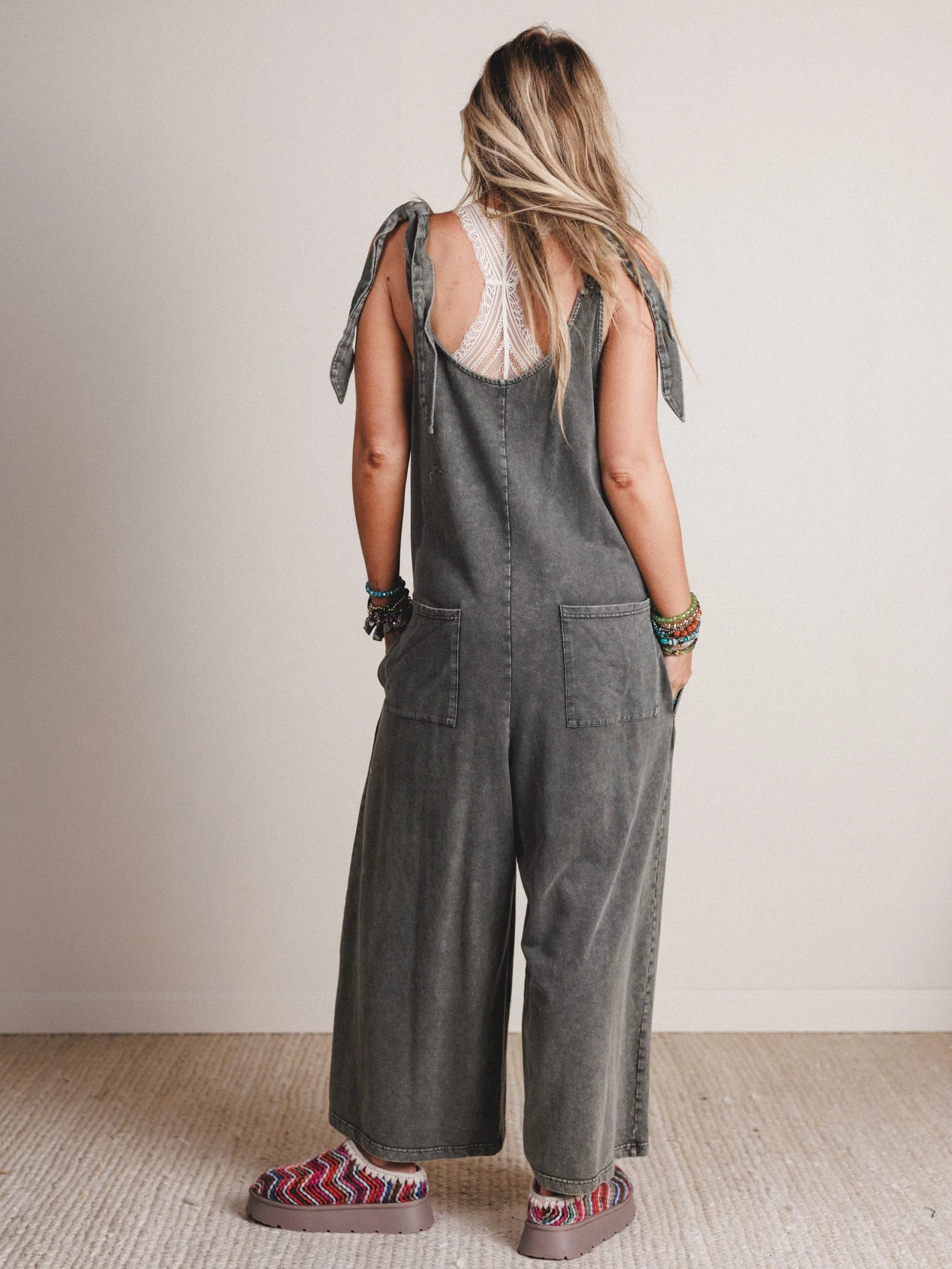 Everyday Magic Flower Patch Jumpsuit - Ash - Image 4