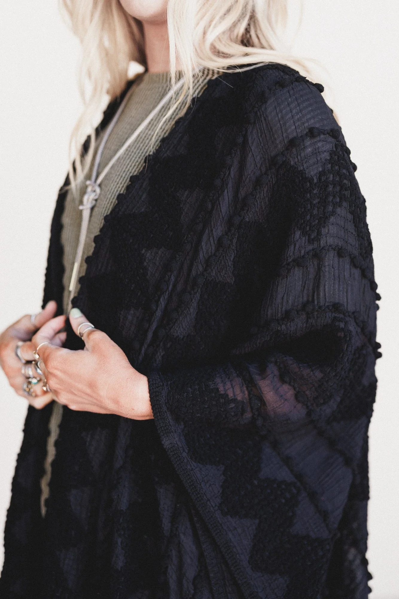 Bali Embroidered Kimono - Black - Image 3