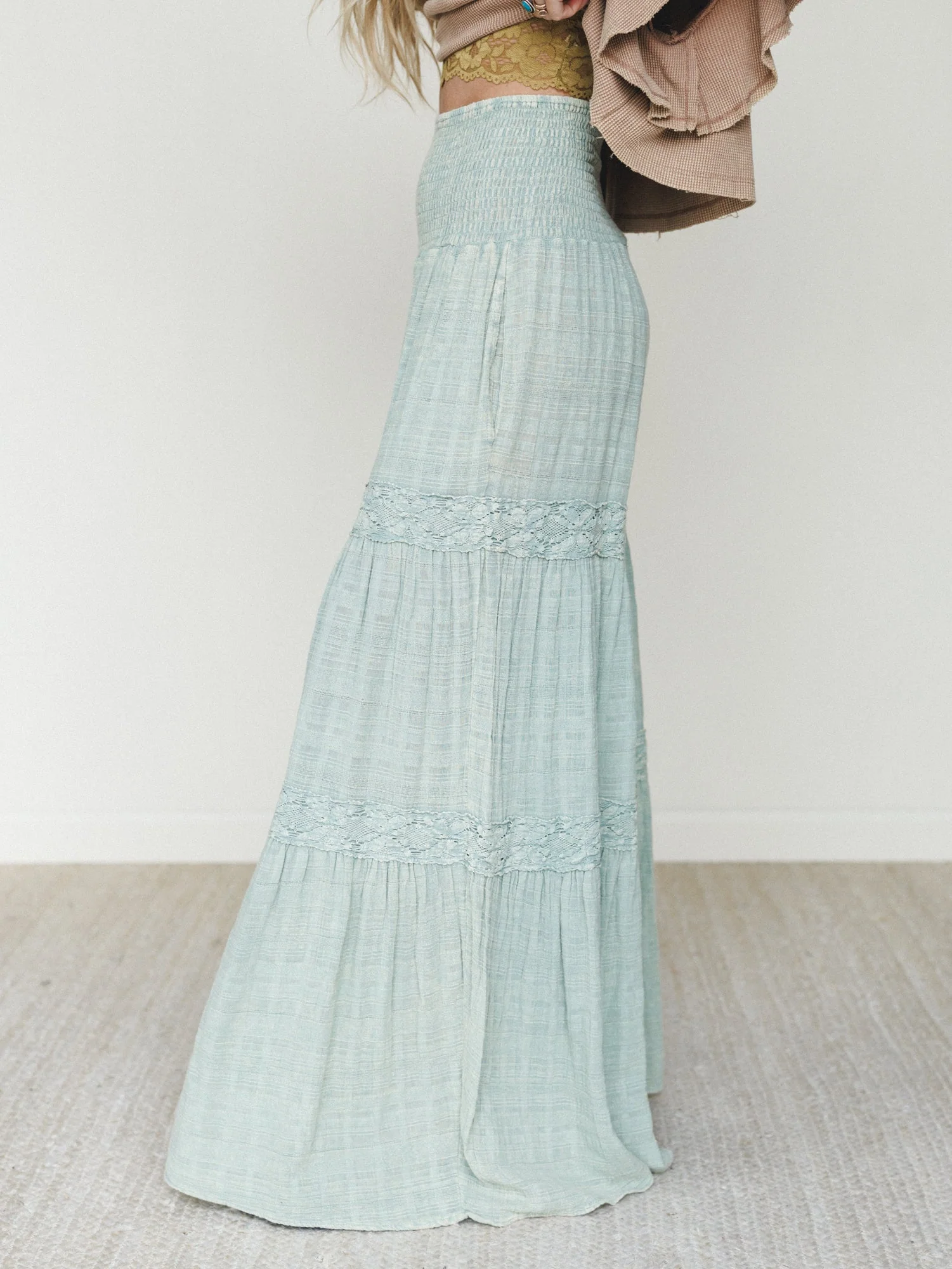 Farrah Flower Wide Leg Pants - Light Blue - Image 2