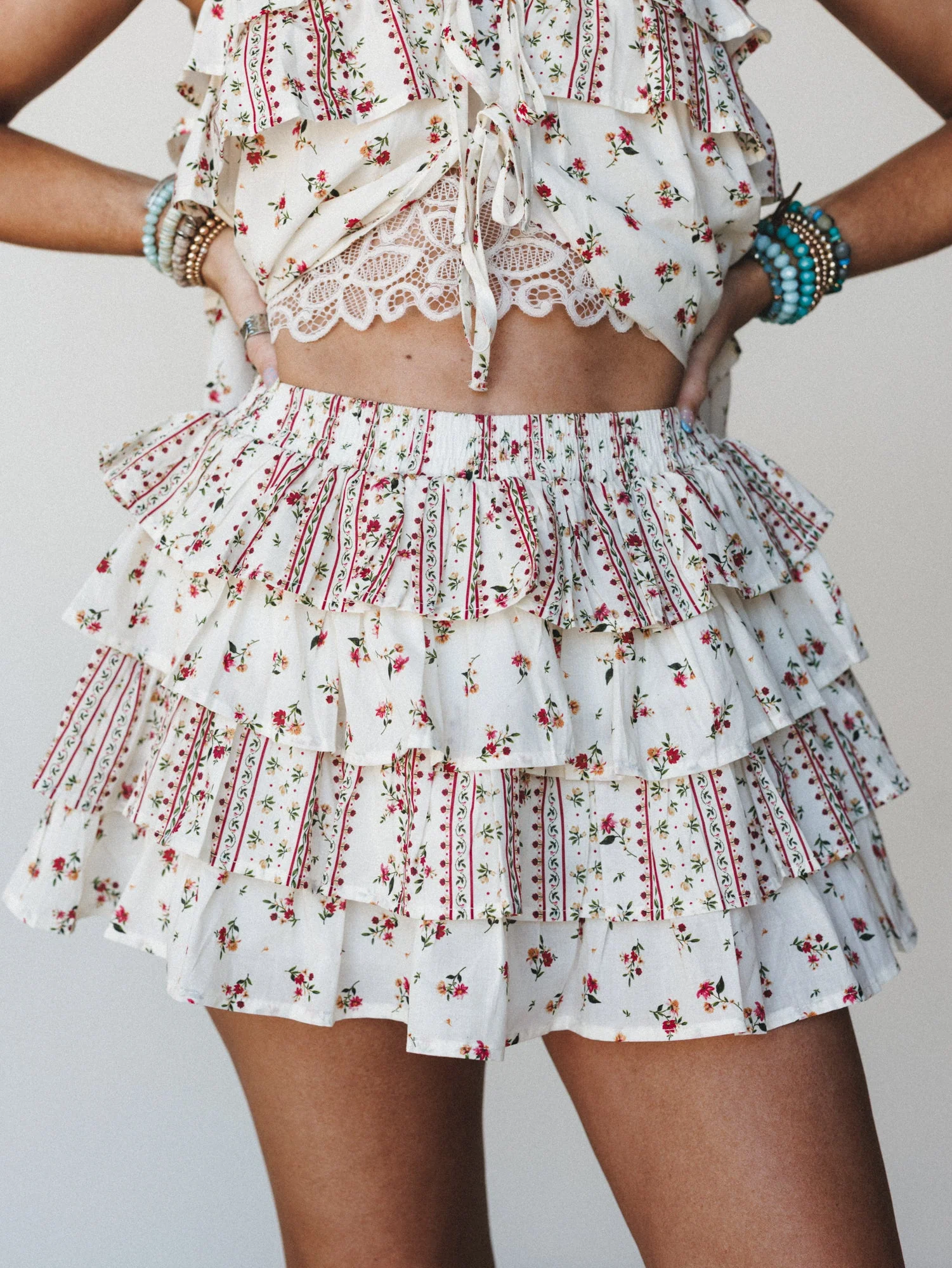 Festival Nights Skort - Ivory Multi