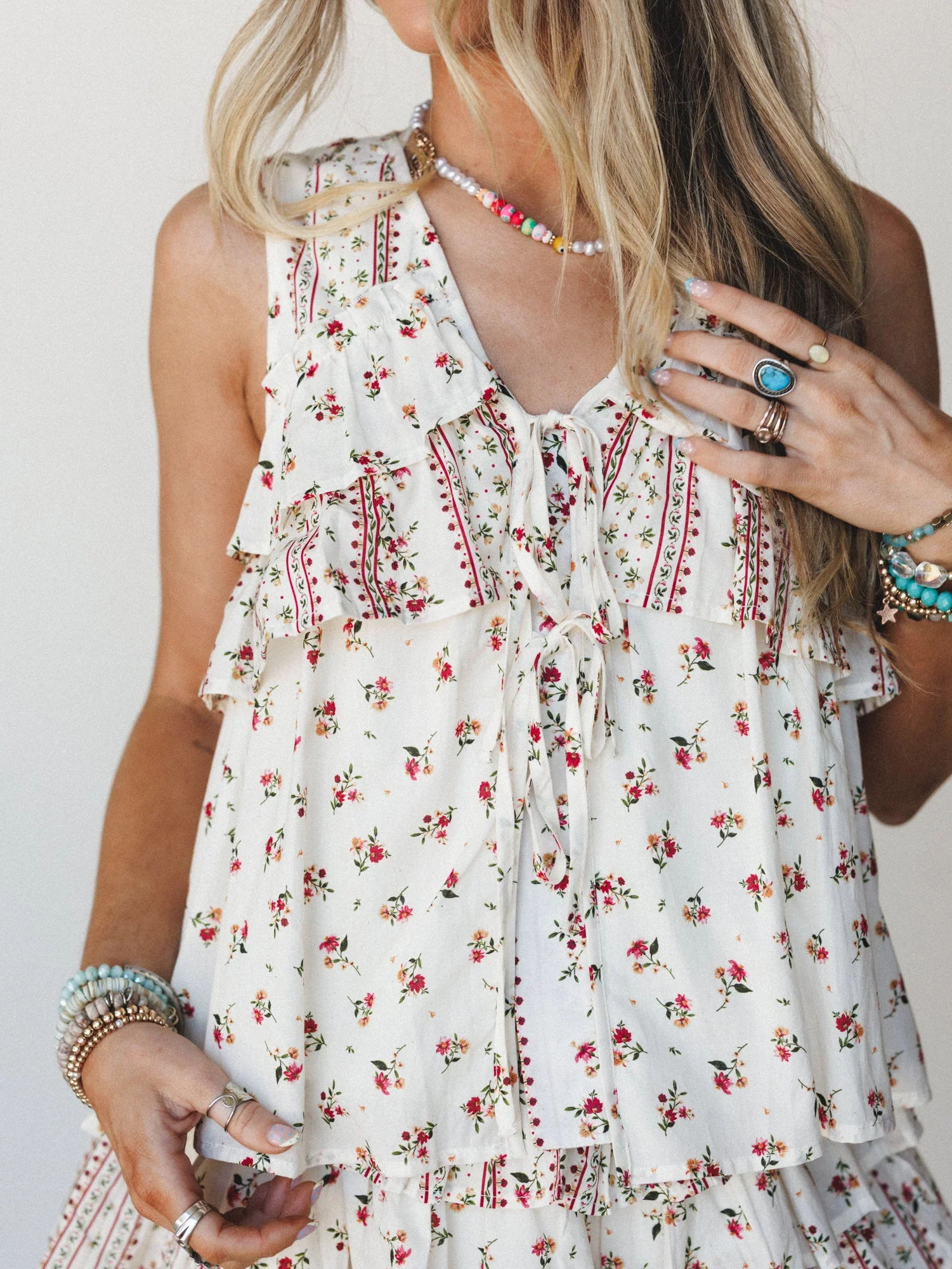 Festival Nights Top - Ivory Multi - Image 4