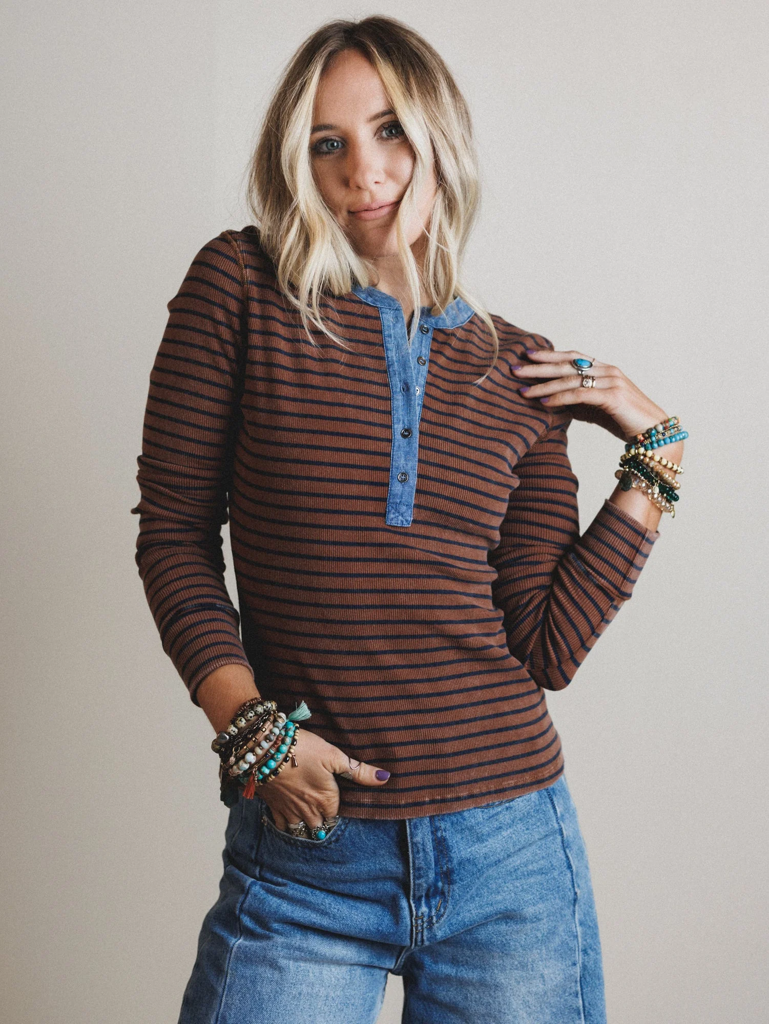Fieldtrip Stripe Top - Rust - Image 2