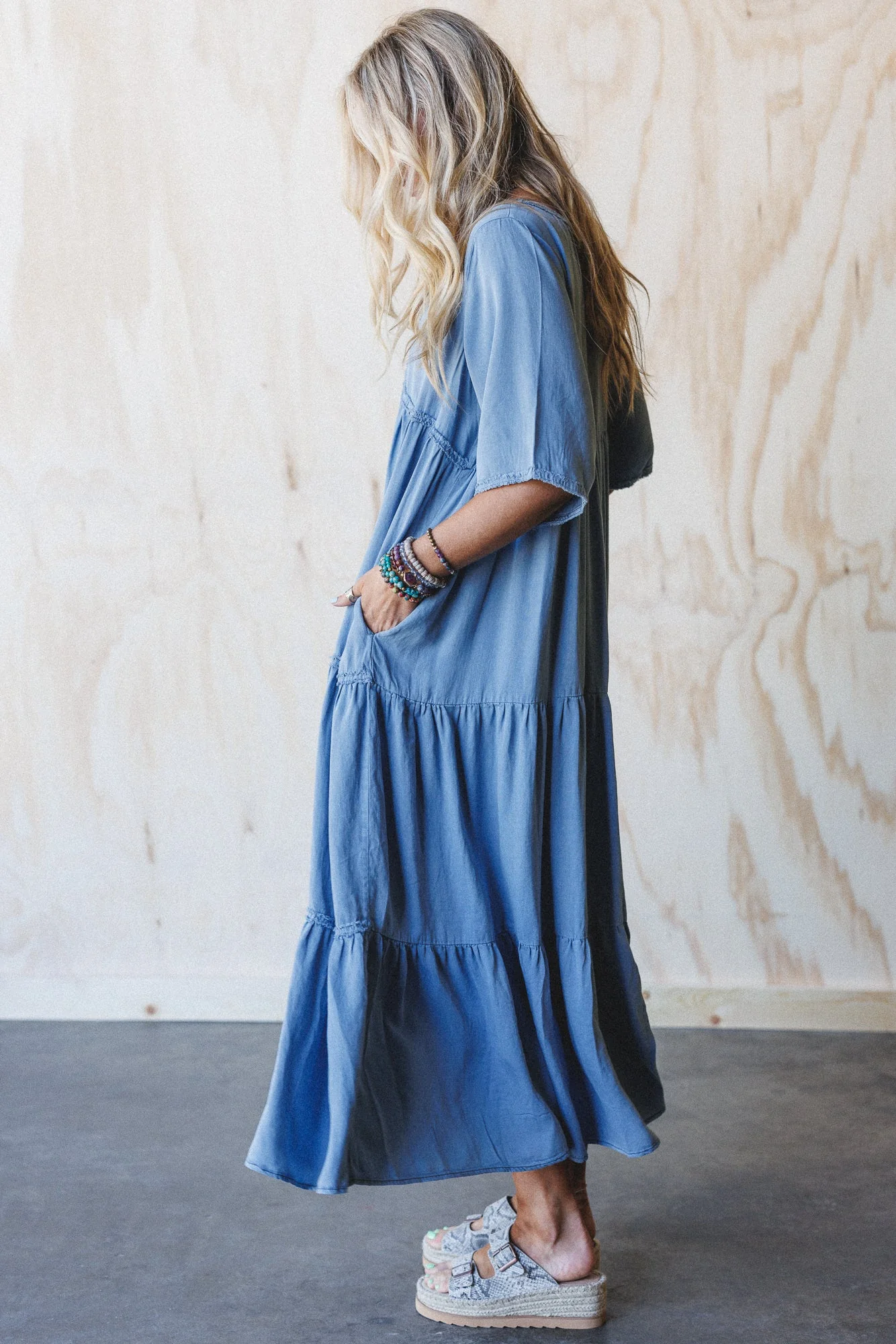 Fiona Tiered Maxi Dress - Light Denim - Image 2