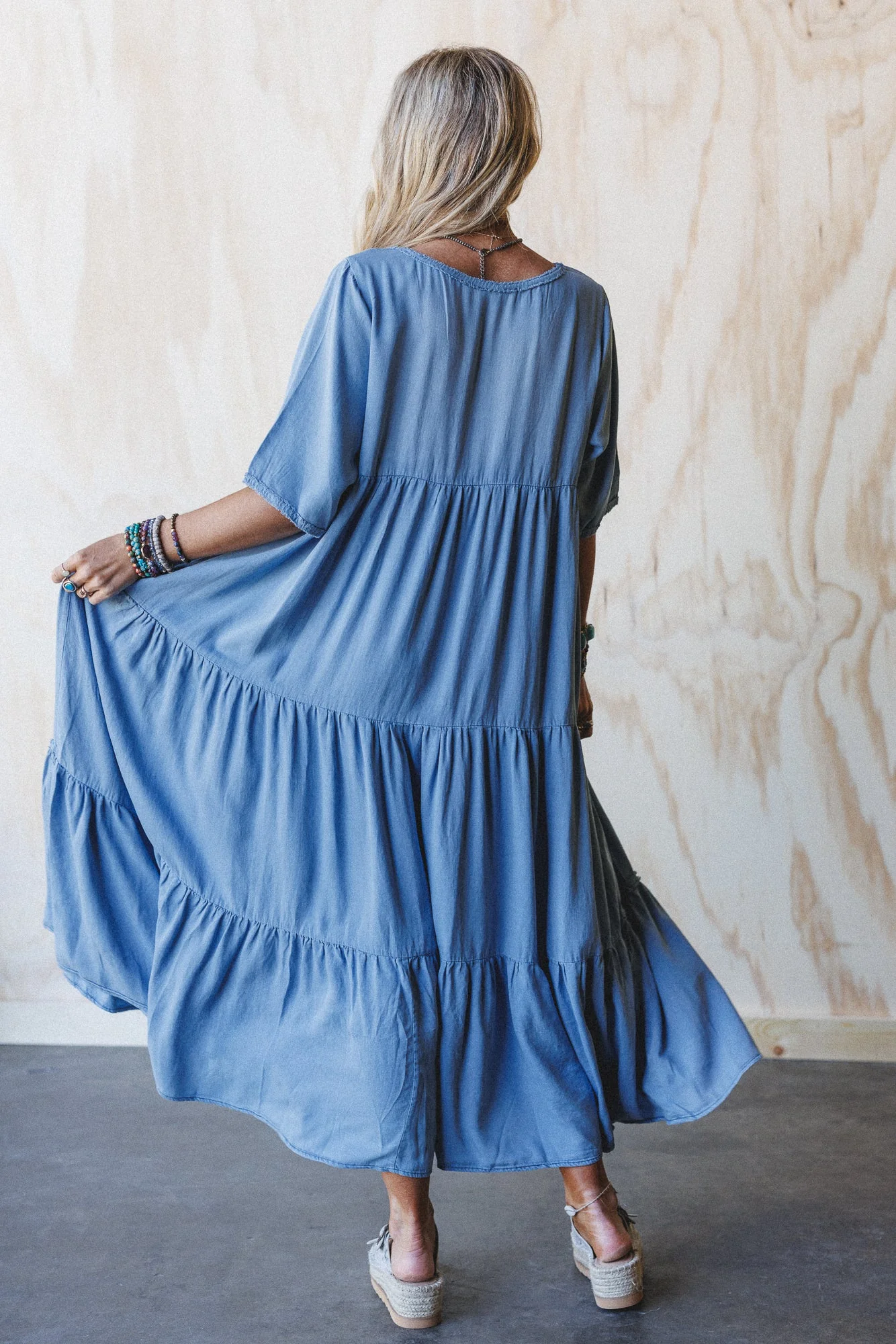 Fiona Tiered Maxi Dress - Light Denim - Image 4