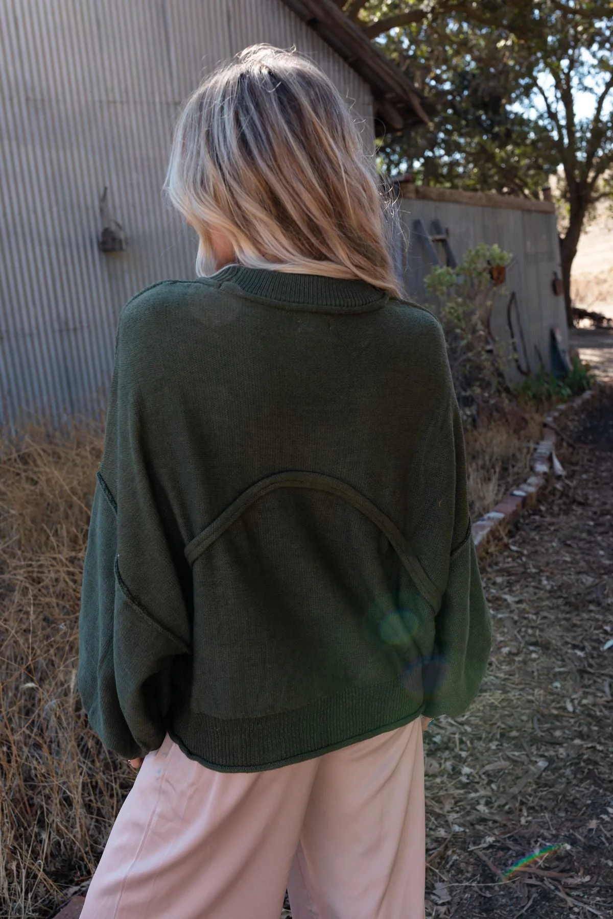 Fireside Talks Balloon Sleeve Sweater - Olive - Image 4