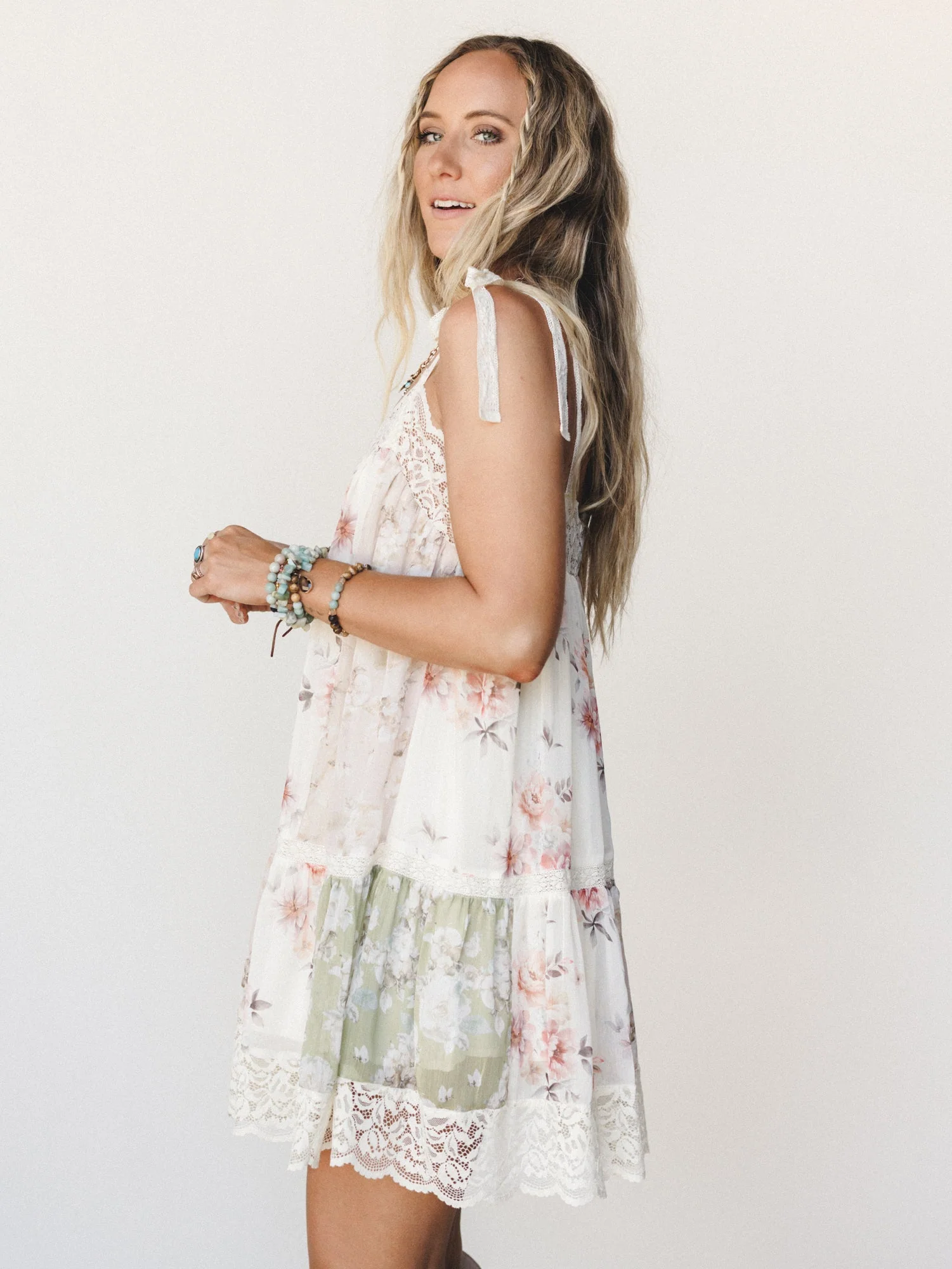 Floral Dancer Dress - Beige Multi - Image 4