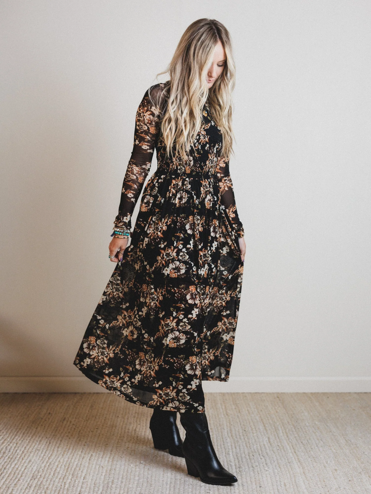 Floral Fantasia Dress - Black - Image 5