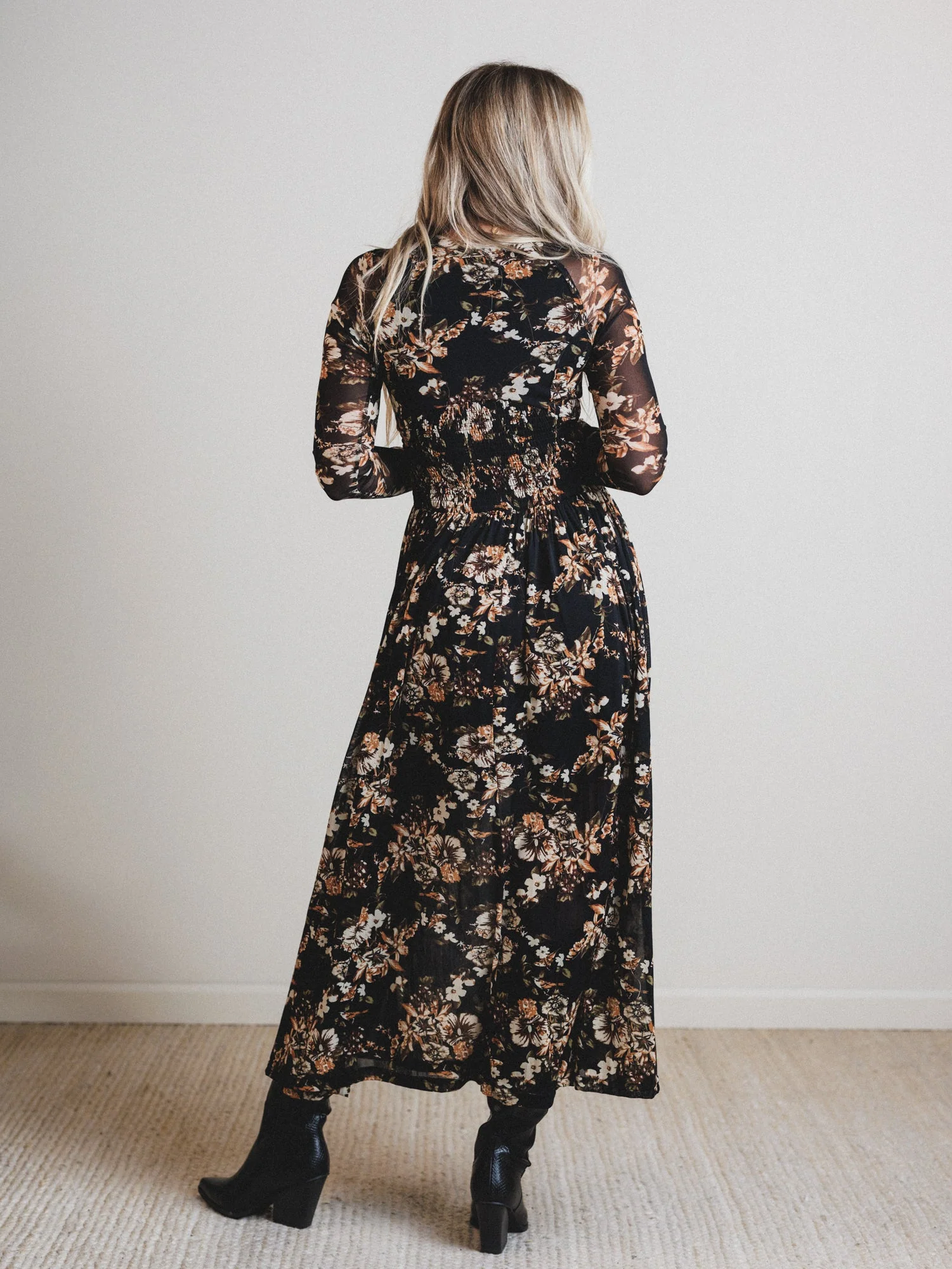 Floral Fantasia Dress - Black - Image 6