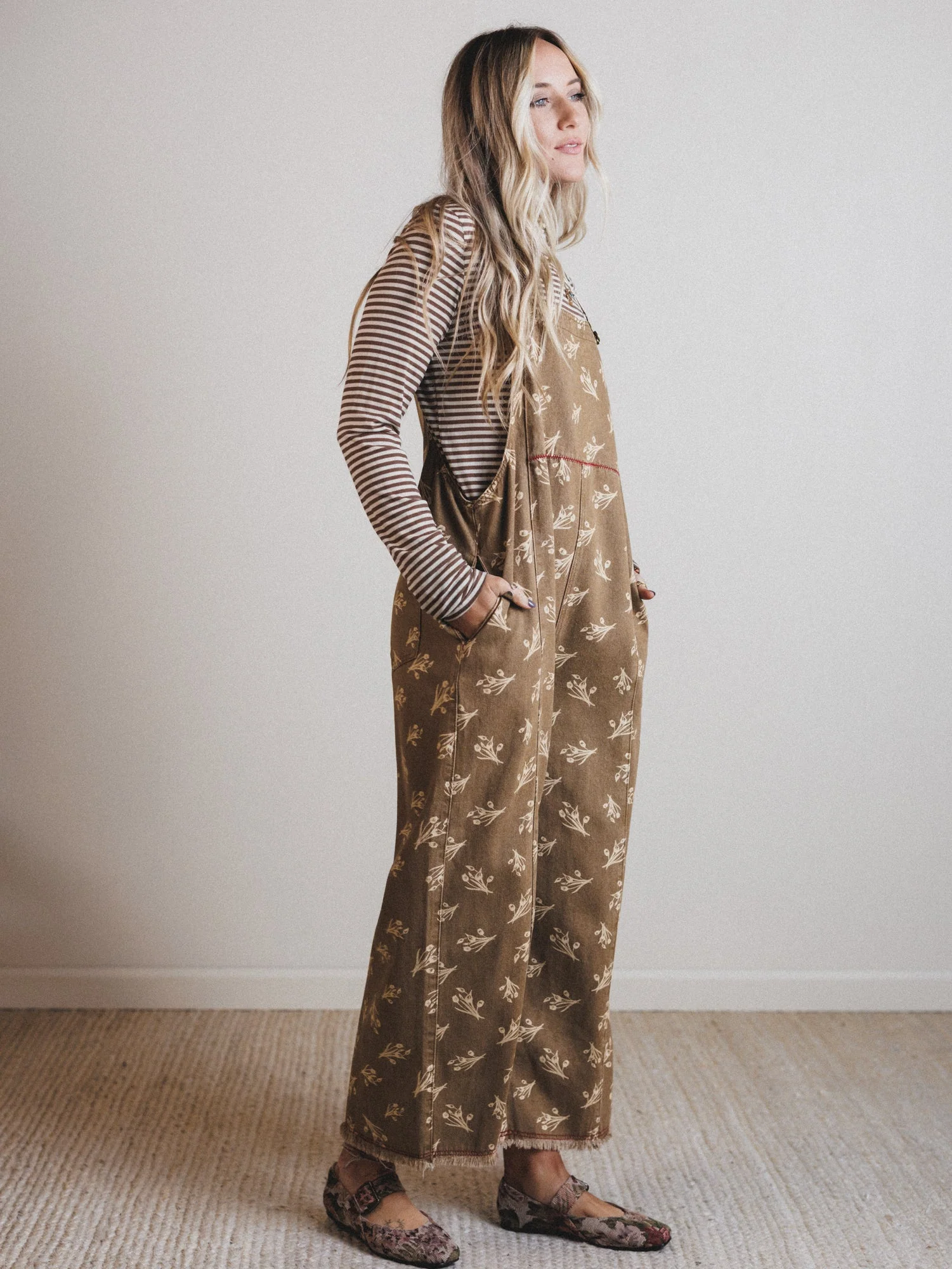 Floral Frenzy Jumpsuit - Olive Grey - Image 3