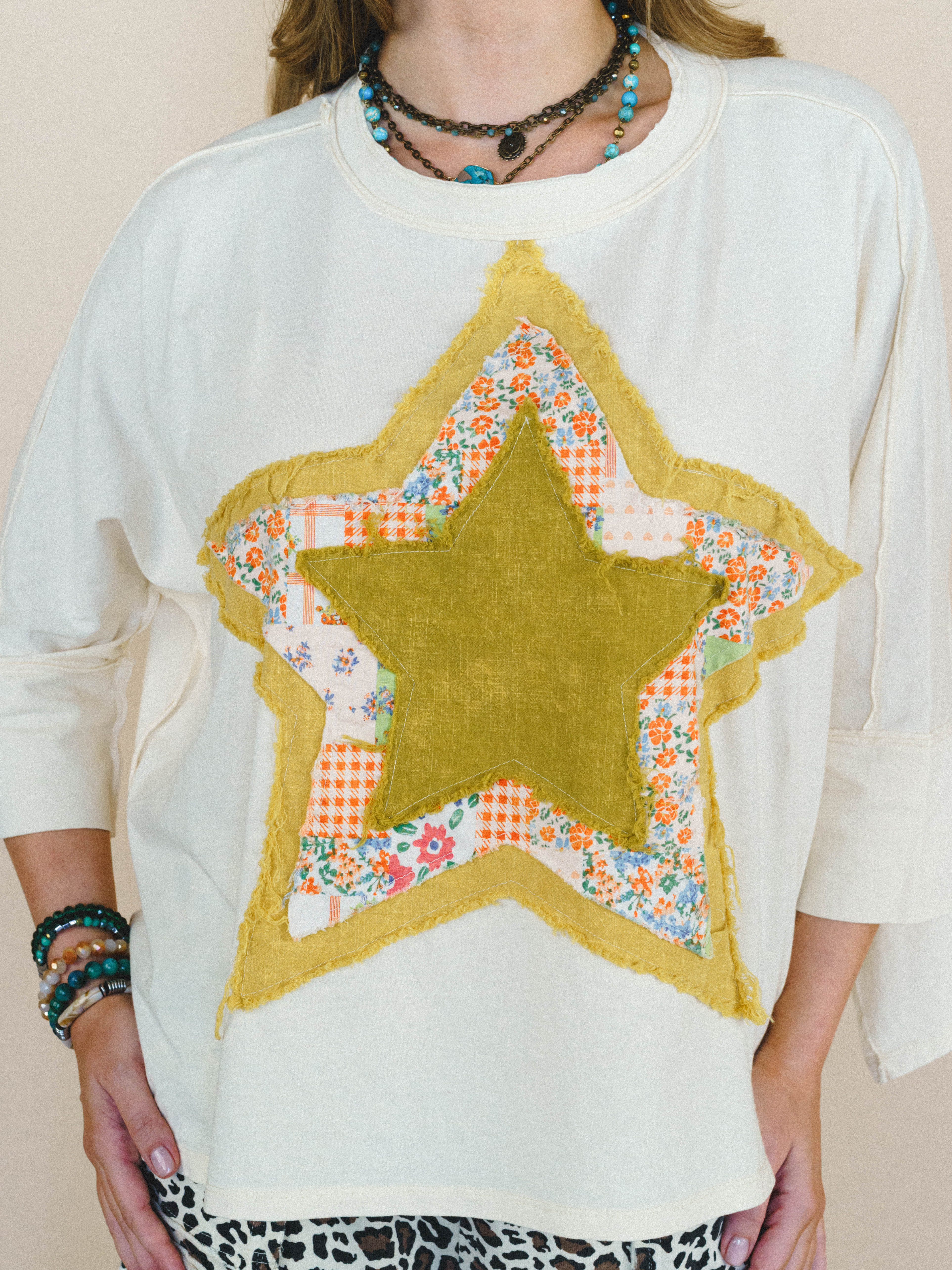 Floral Starburst Top - Cream - Image 2