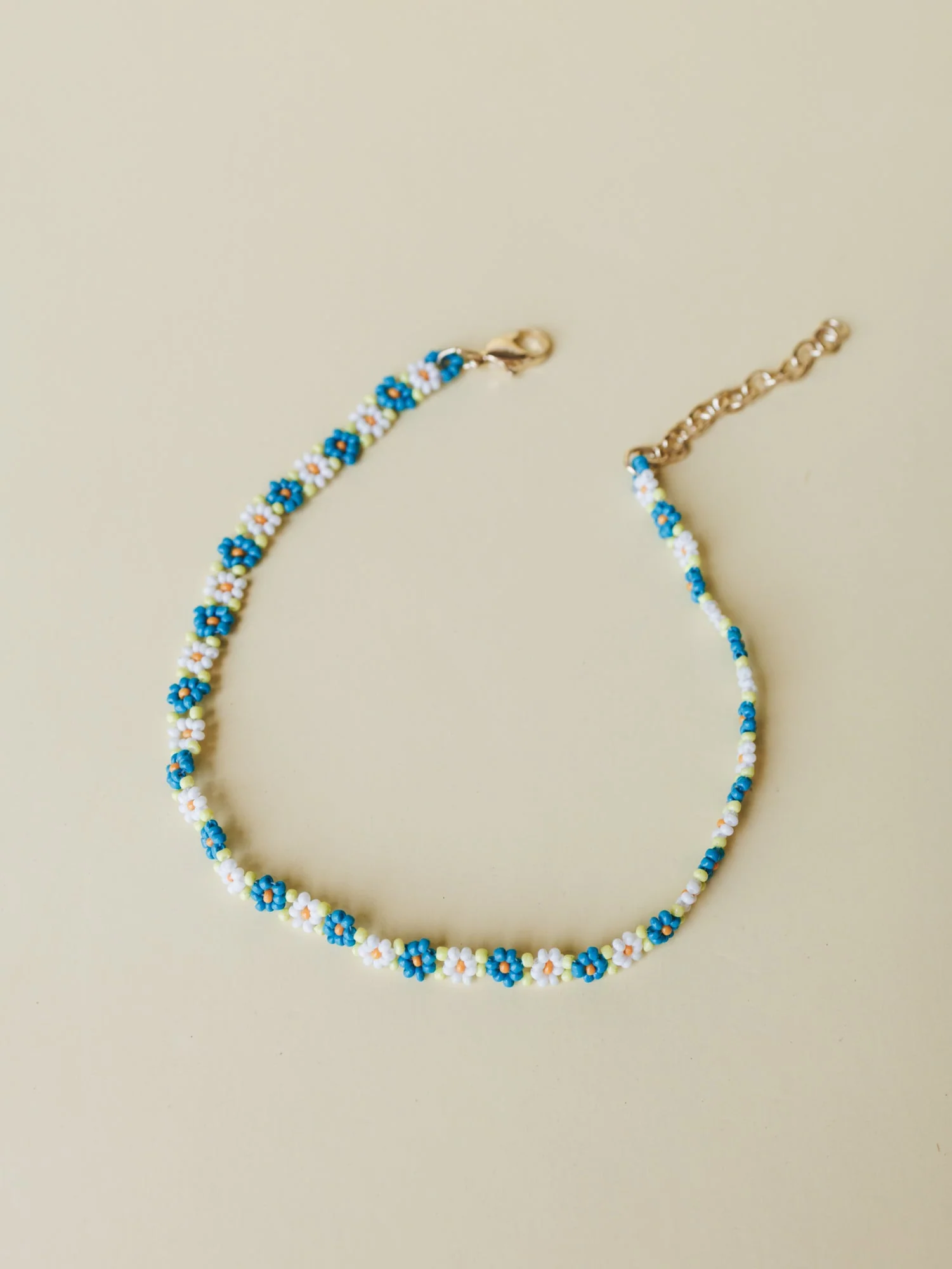 Floral Step Anklet - Green