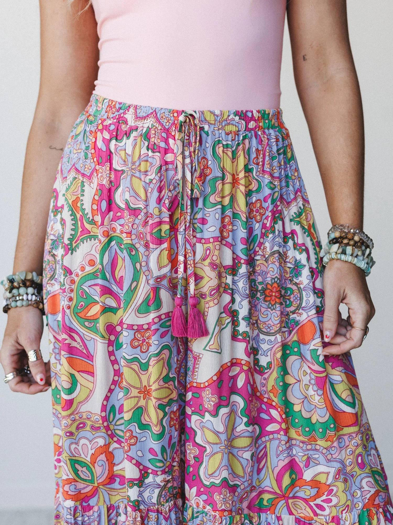 Floral Swirl Ruffled Pants - Grape Mist - Image 3