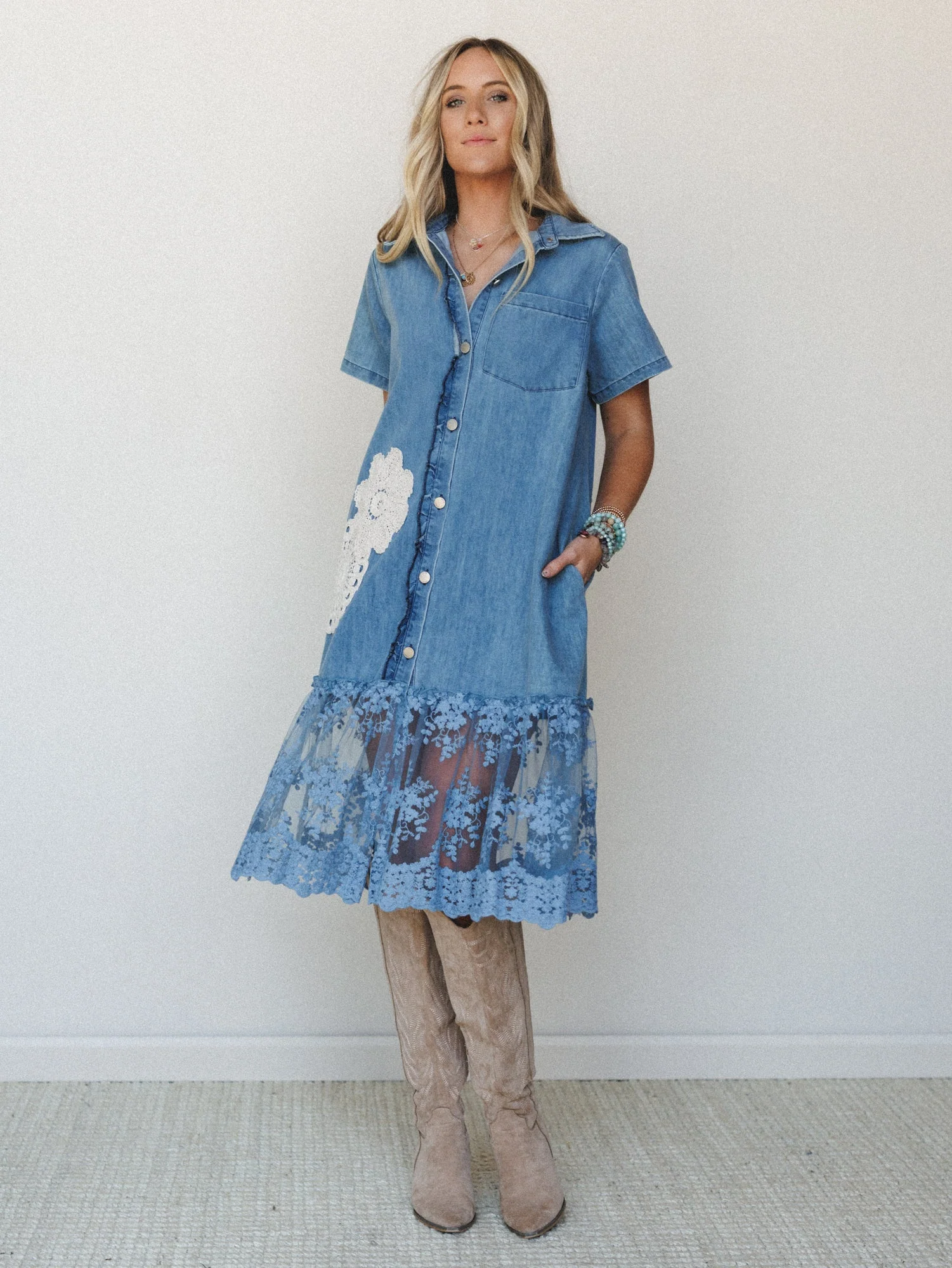 Flower Patch Maxi Dress - Denim - Image 6