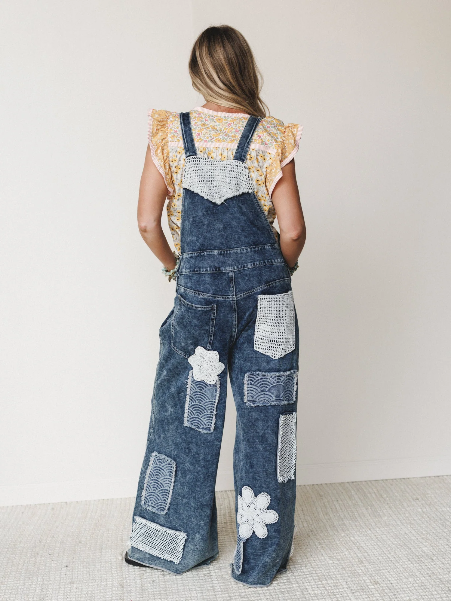 Flower Patch Overalls - Indigo - Image 5