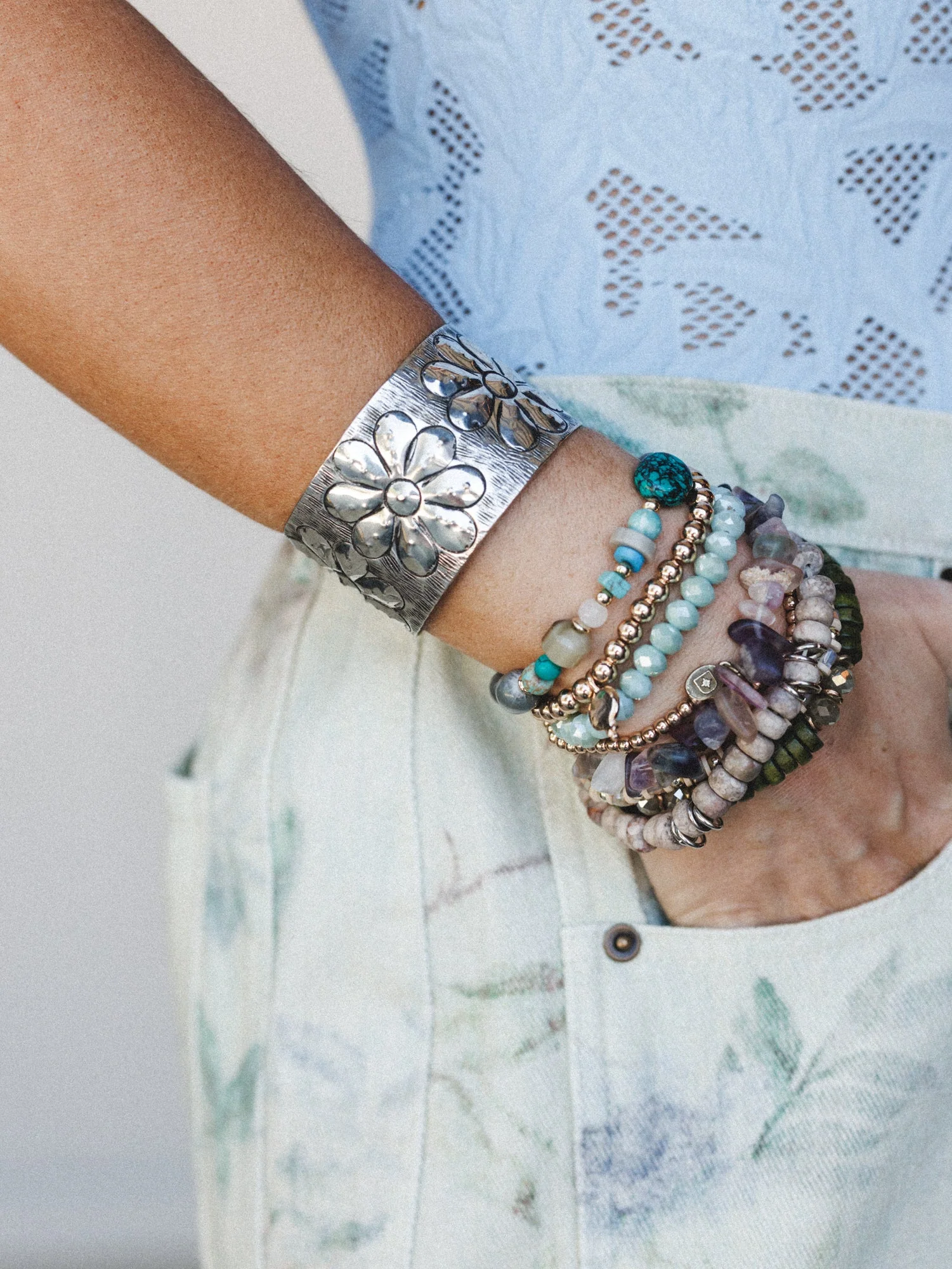 Flower Power Cuff - Silver - Image 3