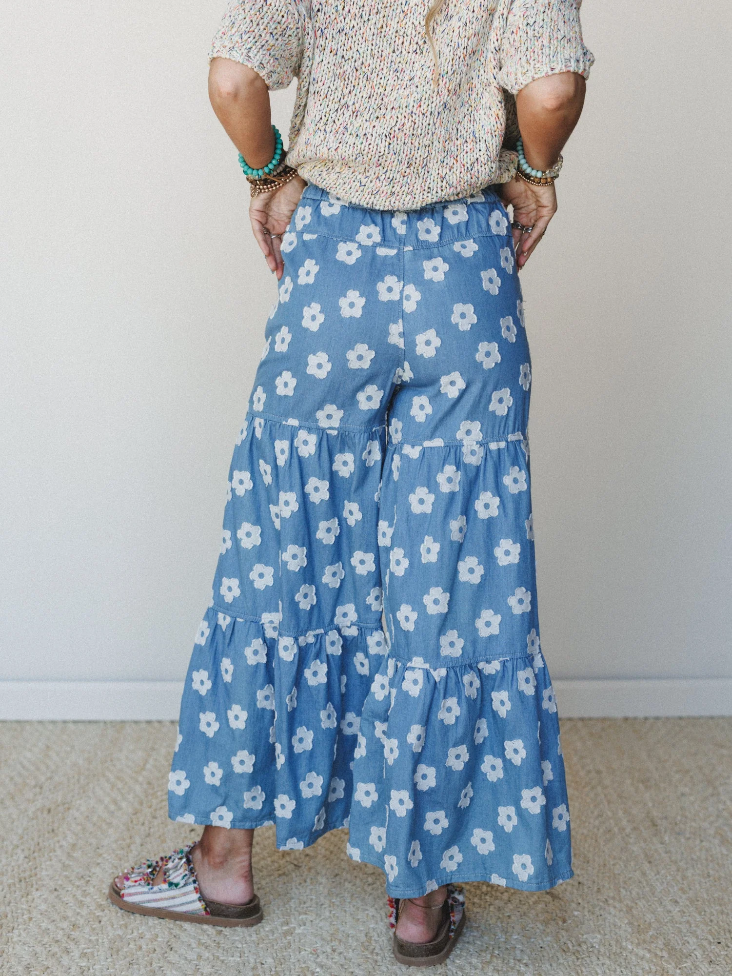 Flower Soul Wide Leg Jeans - Denim - Image 5