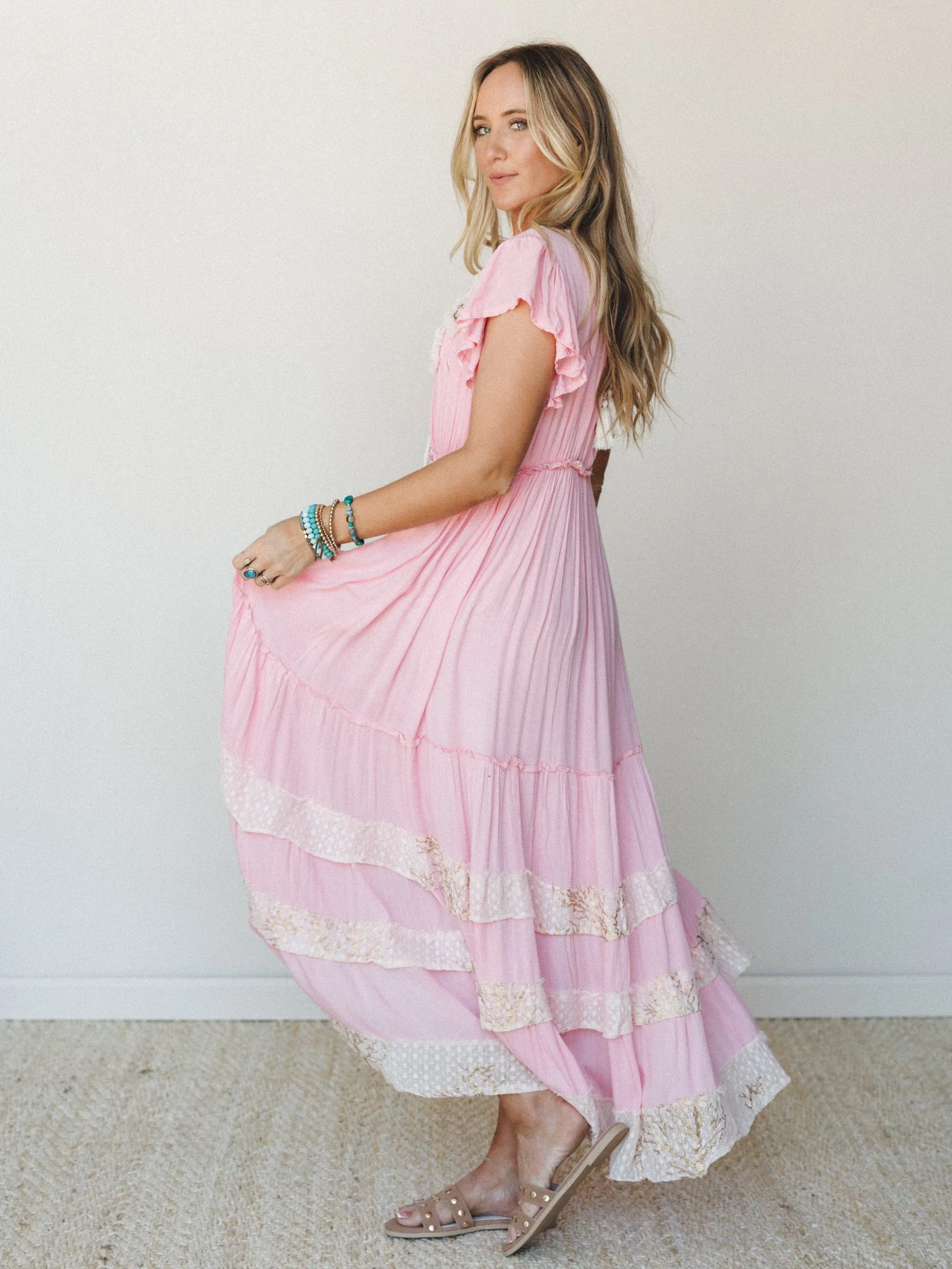Flowery Night Maxi Dress - Pink - Image 2
