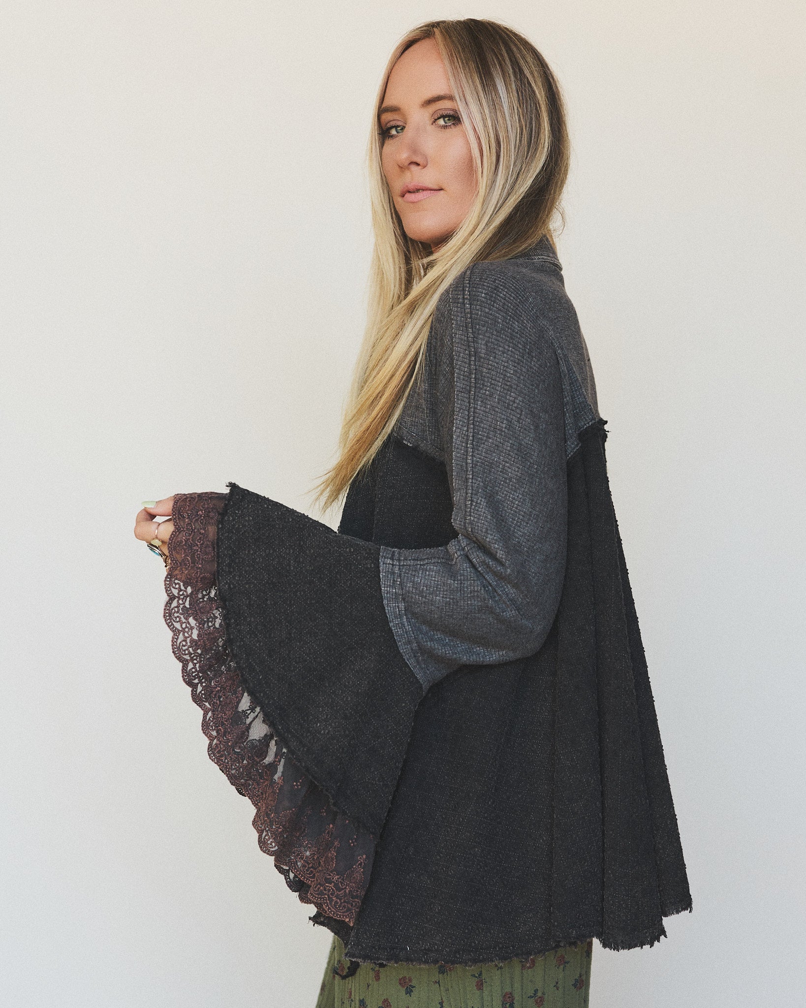 Flutter Fly Bell Sleeve Top - Black - Image 2