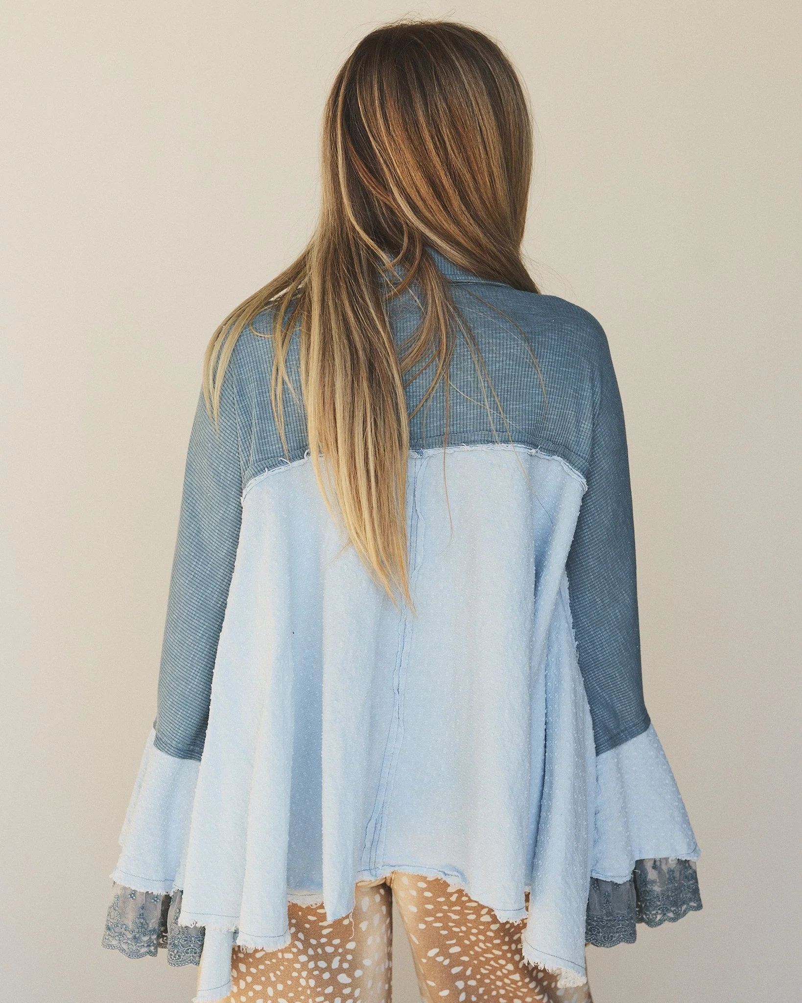 Flutter Fly Bell Sleeve Top - Blue - Image 6