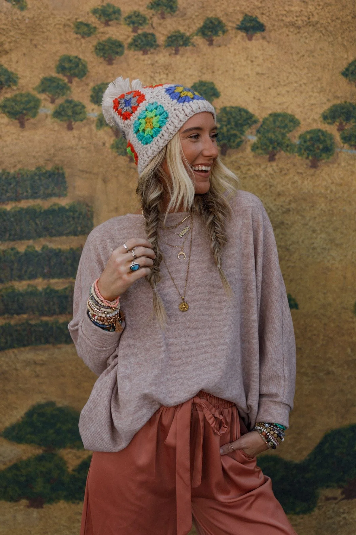 The Nest Fly With Me Batwing Sleeve Knit Sweater - Sand - Image 3