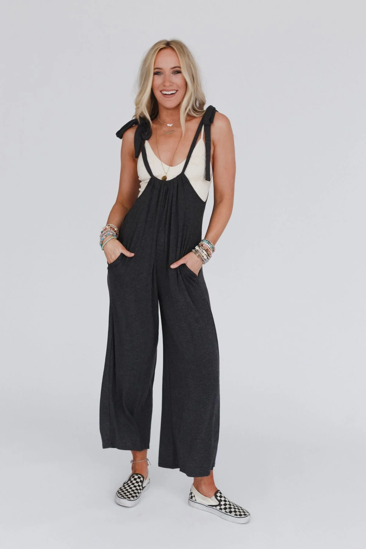 The Nest Forever Relaxed Gathered Jumpsuit - Charcoal - Image 7