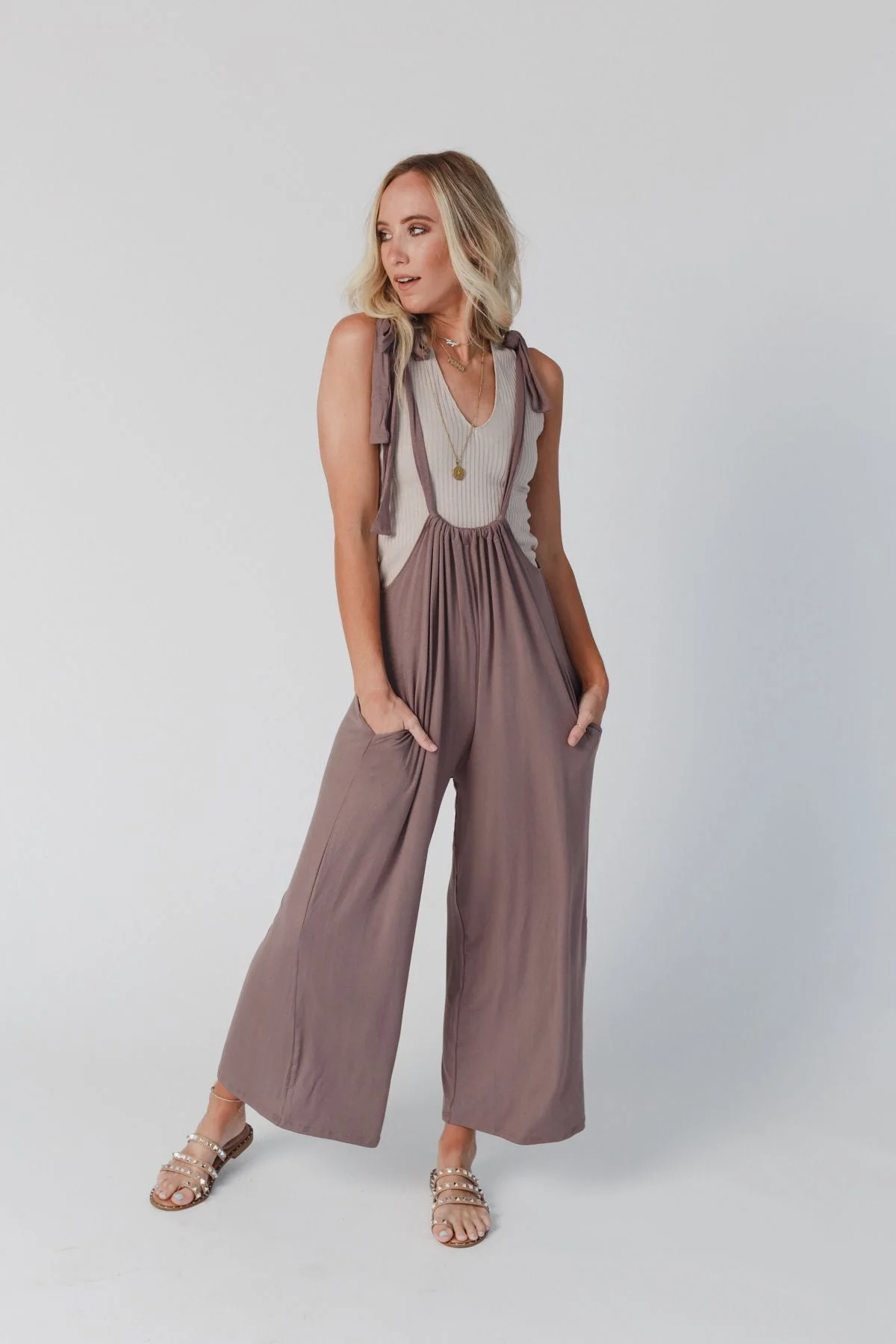 The Nest Forever Relaxed Gathered Jumpsuit - Mocha - Image 11