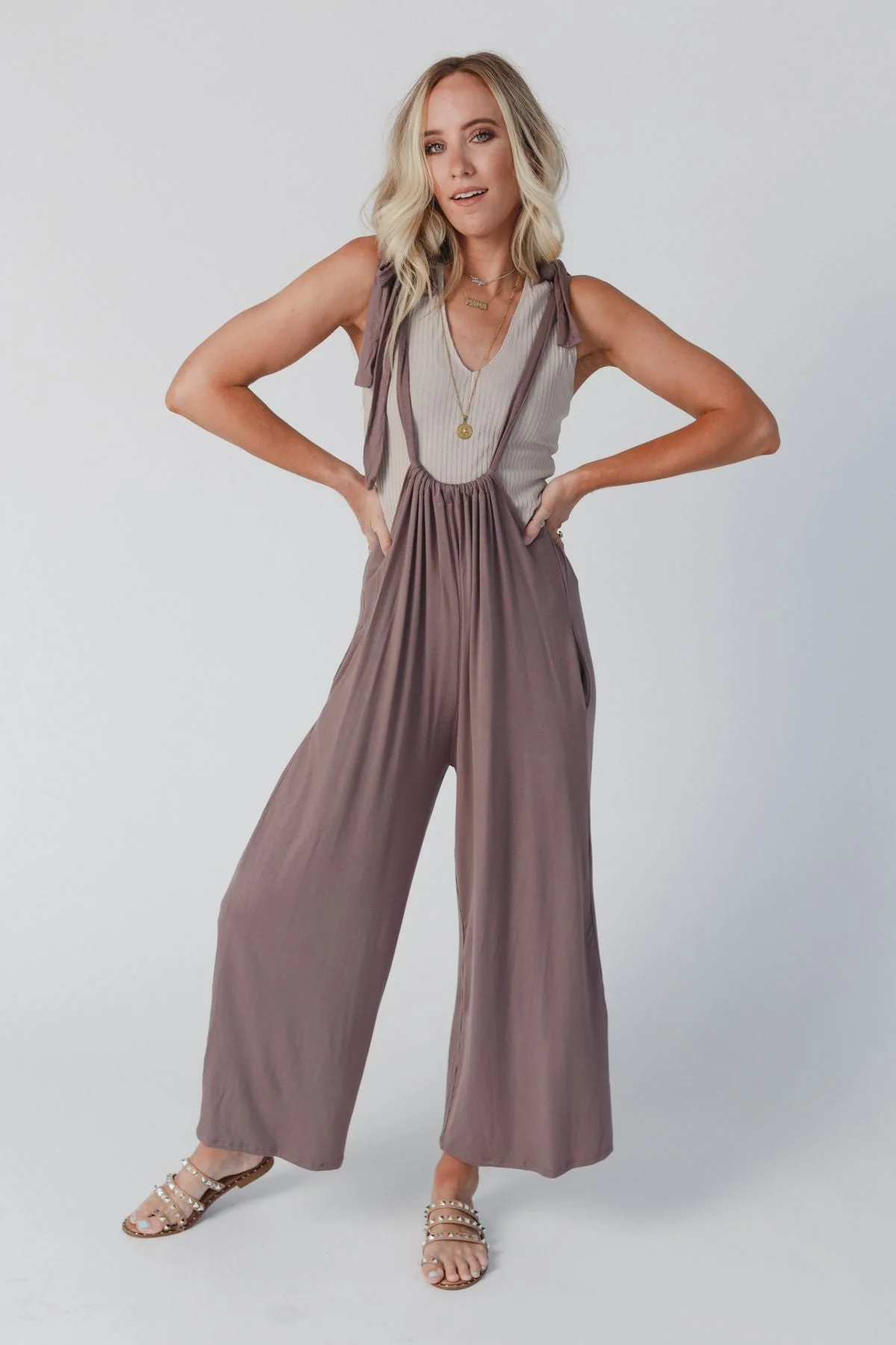 The Nest Forever Relaxed Gathered Jumpsuit - Mocha - Image 14