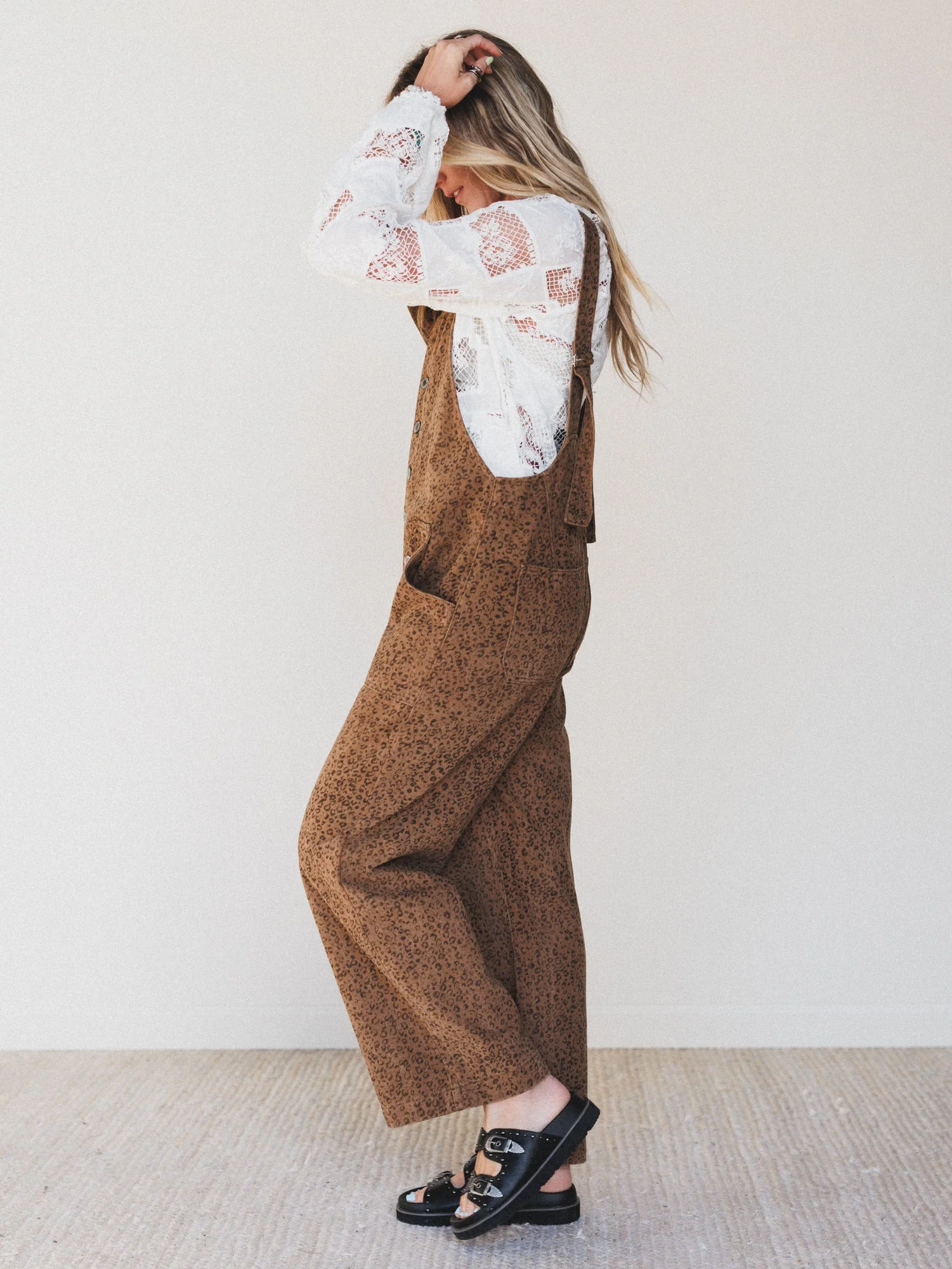 Free Roam Animal Print Jumpsuit - Camel - Image 4